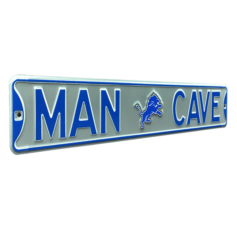 Detroit Lions- MAN CAVE - Embossed Steel Street Sign