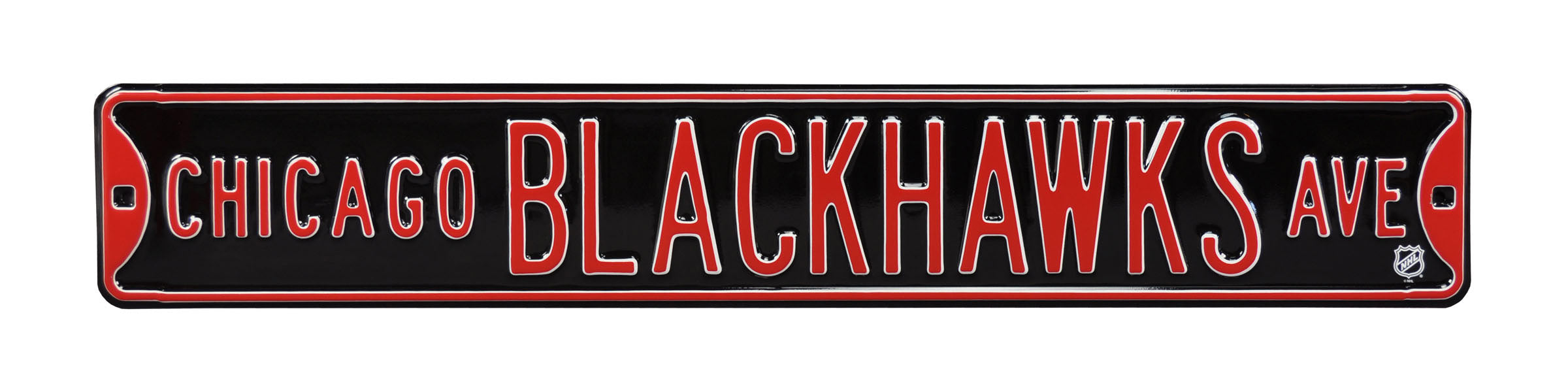 Chicago Blackhawks - CHICAGO BLACKHAWKS AVE - Embossed Steel Street Sign