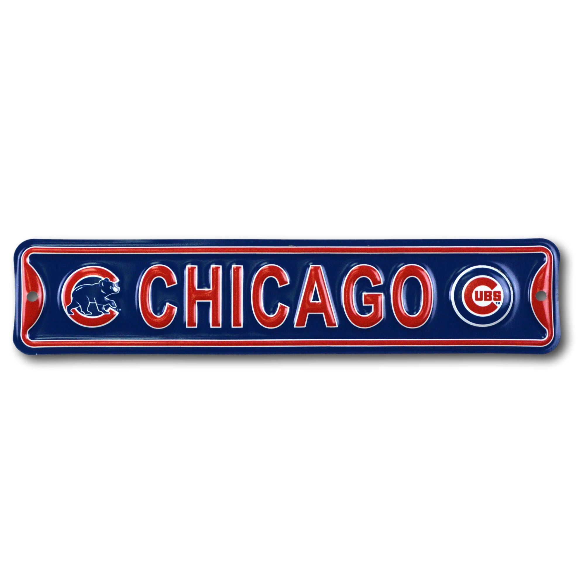 Chicago Cubs -CITY LOGO- Steel Embossed MLB Mini Street Sign
