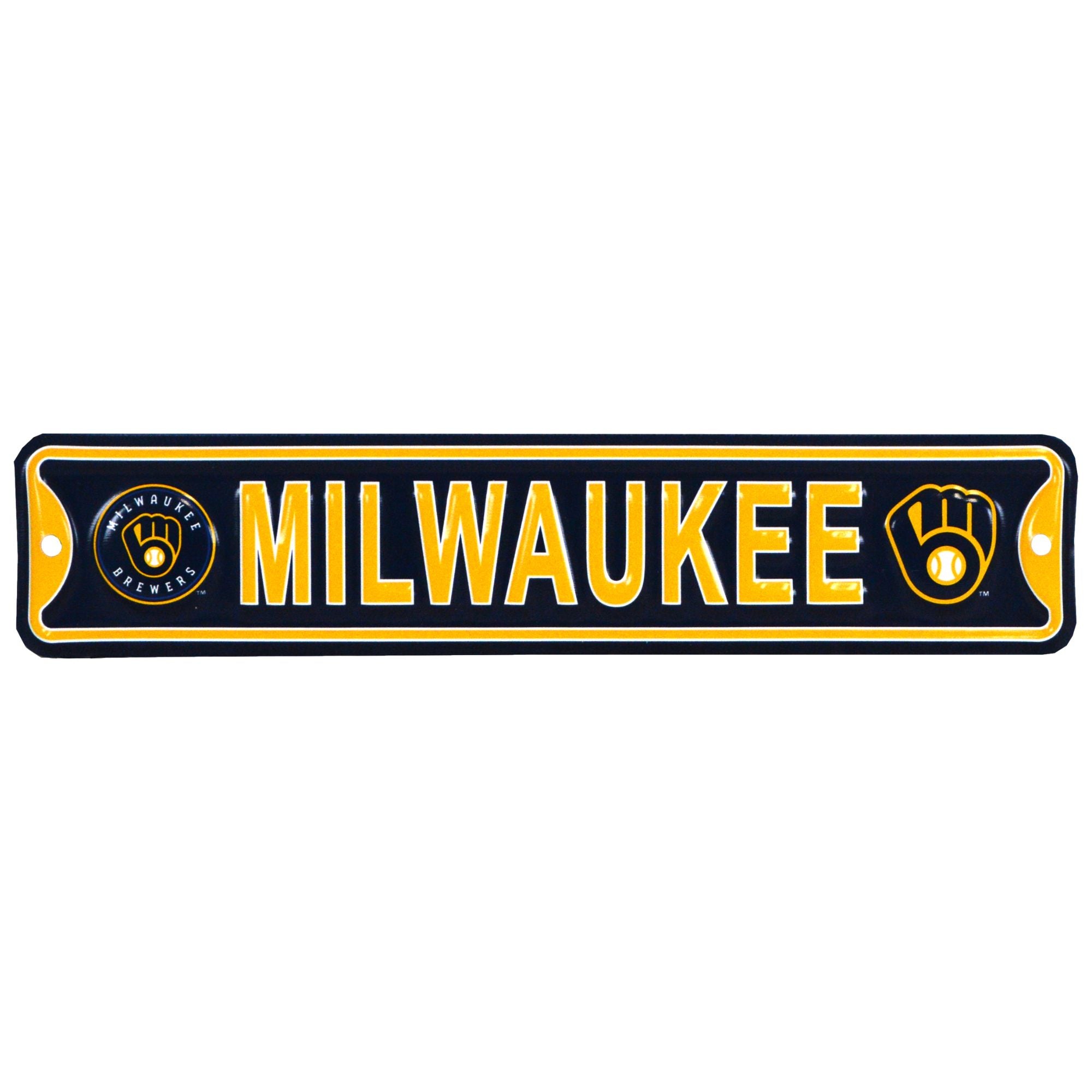 Milwaukee Brewers -CITY LOGO- Steel Embossed MLB Mini Street Sign