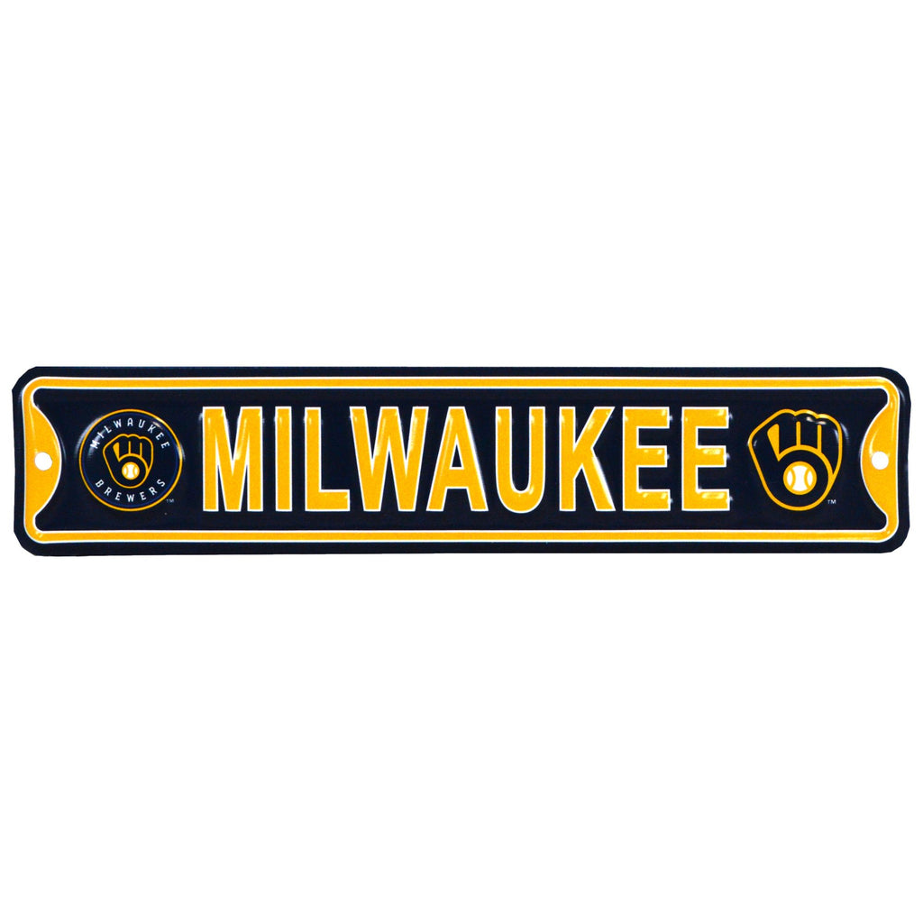 Milwaukee Brewers -CITY LOGO- Steel Embossed MLB Mini Street Sign