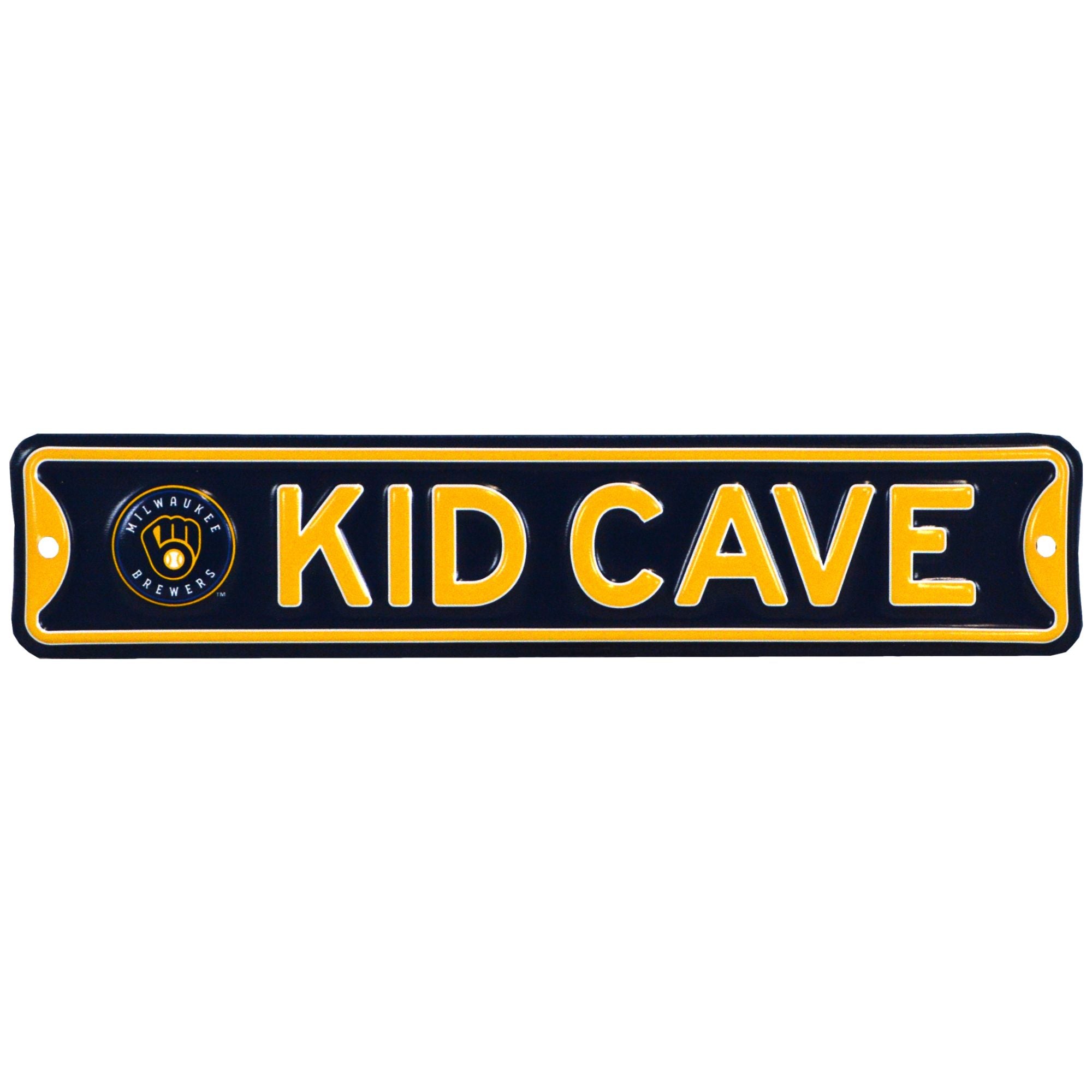 Milwaukee Brewers - KID CAVE -Steel Embossed MLB Mini Street Sign