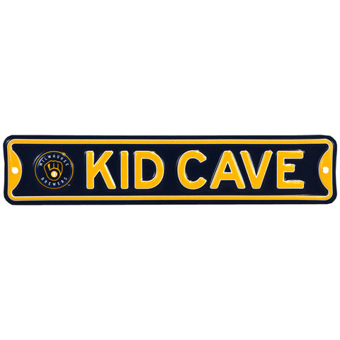 Milwaukee Brewers - KID CAVE -Steel Embossed MLB Mini Street Sign