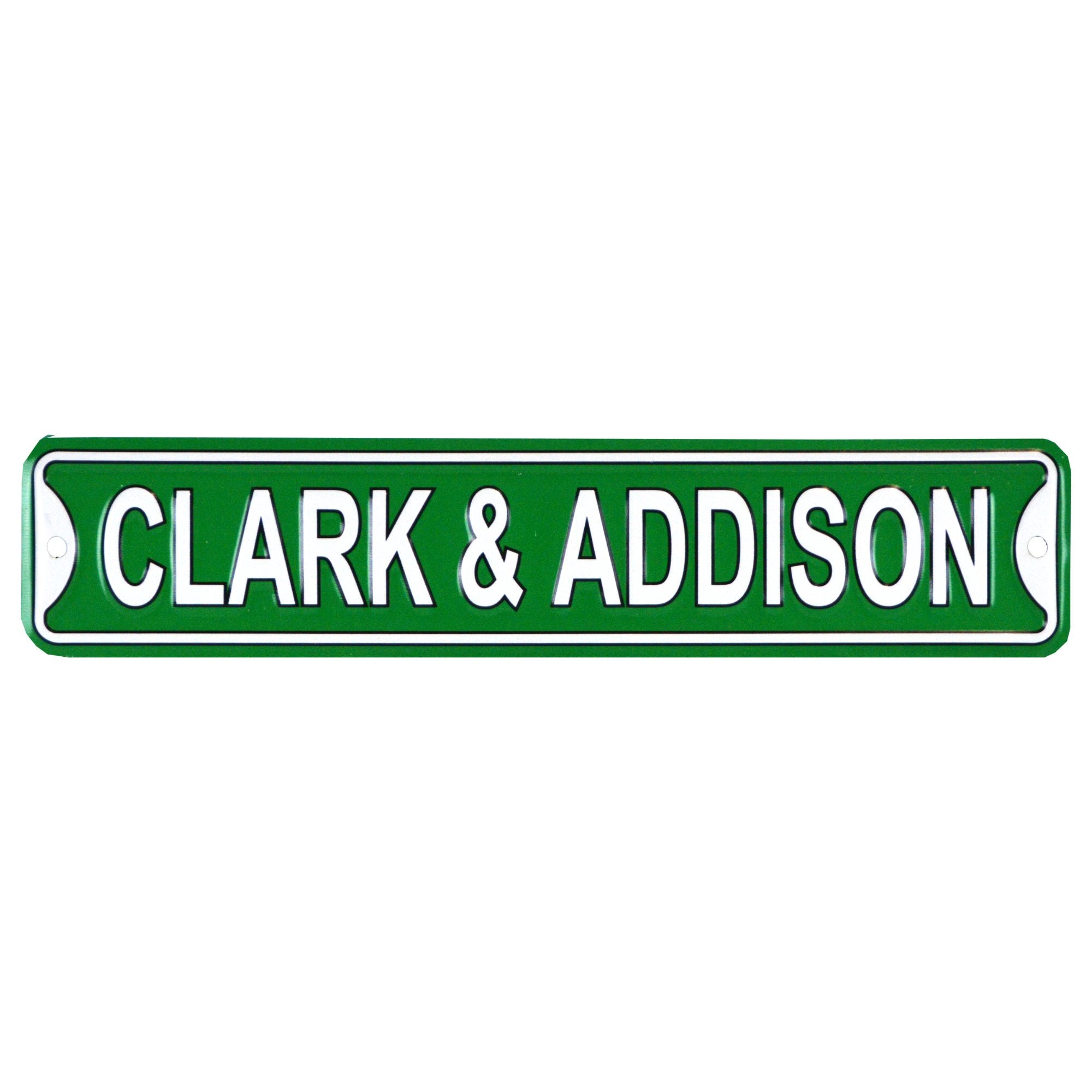 Chicago Cubs - CLARK & ADDISON - Steel Embossed Mini Street Sign