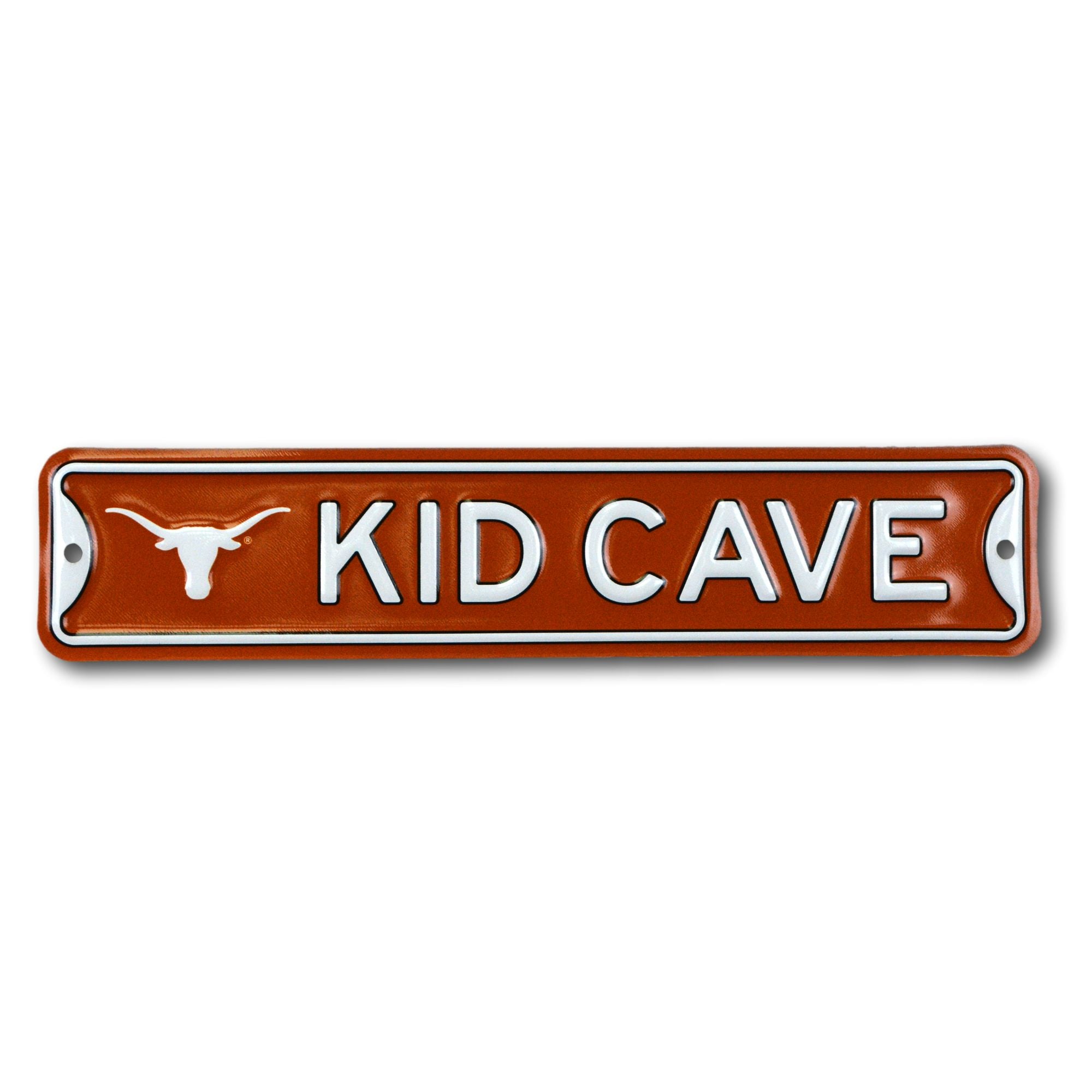Texas Longhorns - KID CAVE -Steel Embossed NCAA Mini Street Sign