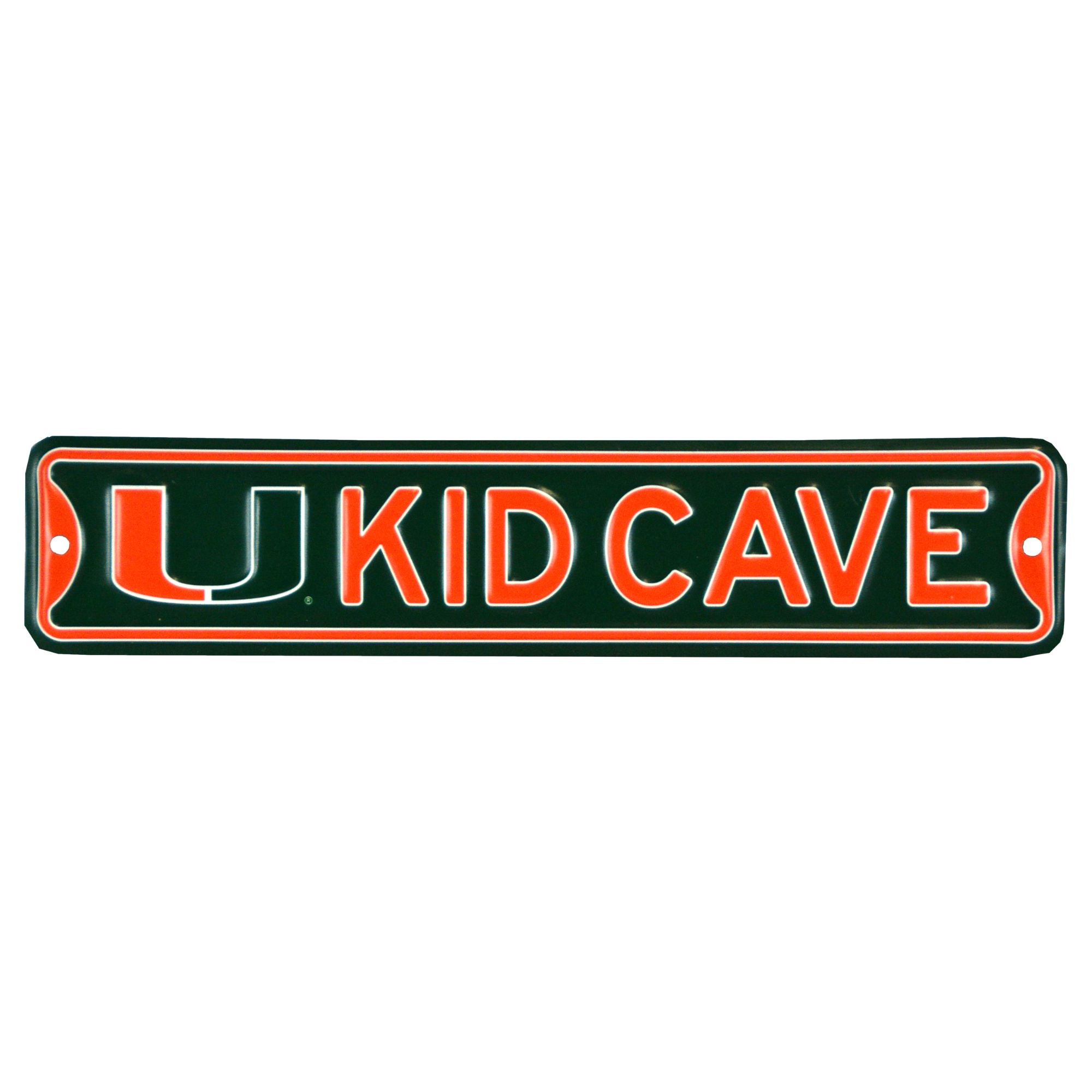 Miami Hurricanes - KID CAVE -Steel Embossed NCAA Mini Street Sign