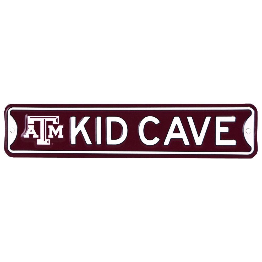 Texas A&M - KID CAVE -Steel Embossed NCAA Mini Street Sign