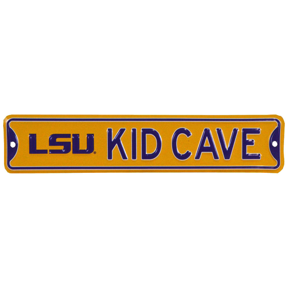LSU Tigers - KID CAVE -Steel Embossed NCAA Mini Street Sign