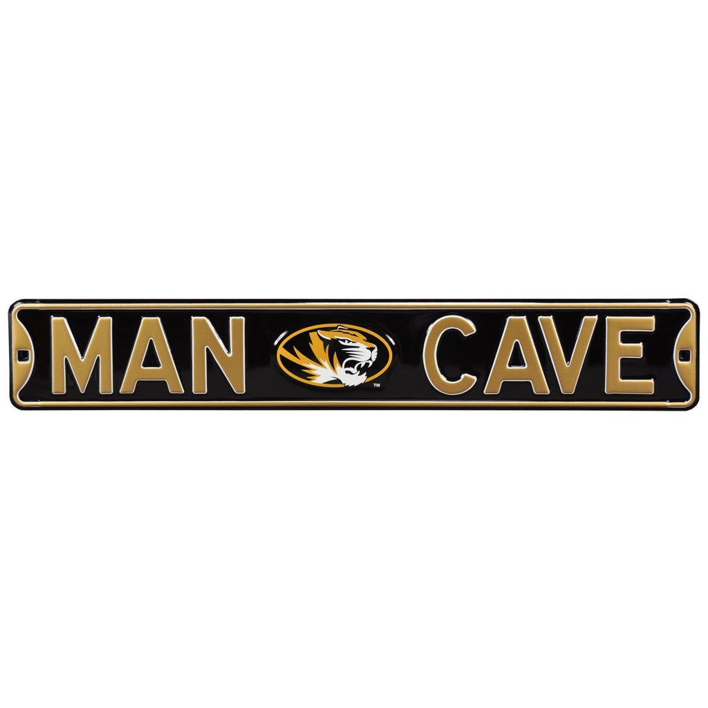 Missouri Tigers - MAN CAVE - Embossed Steel Street Sign