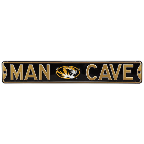 Missouri Tigers - MAN CAVE - Embossed Steel Street Sign