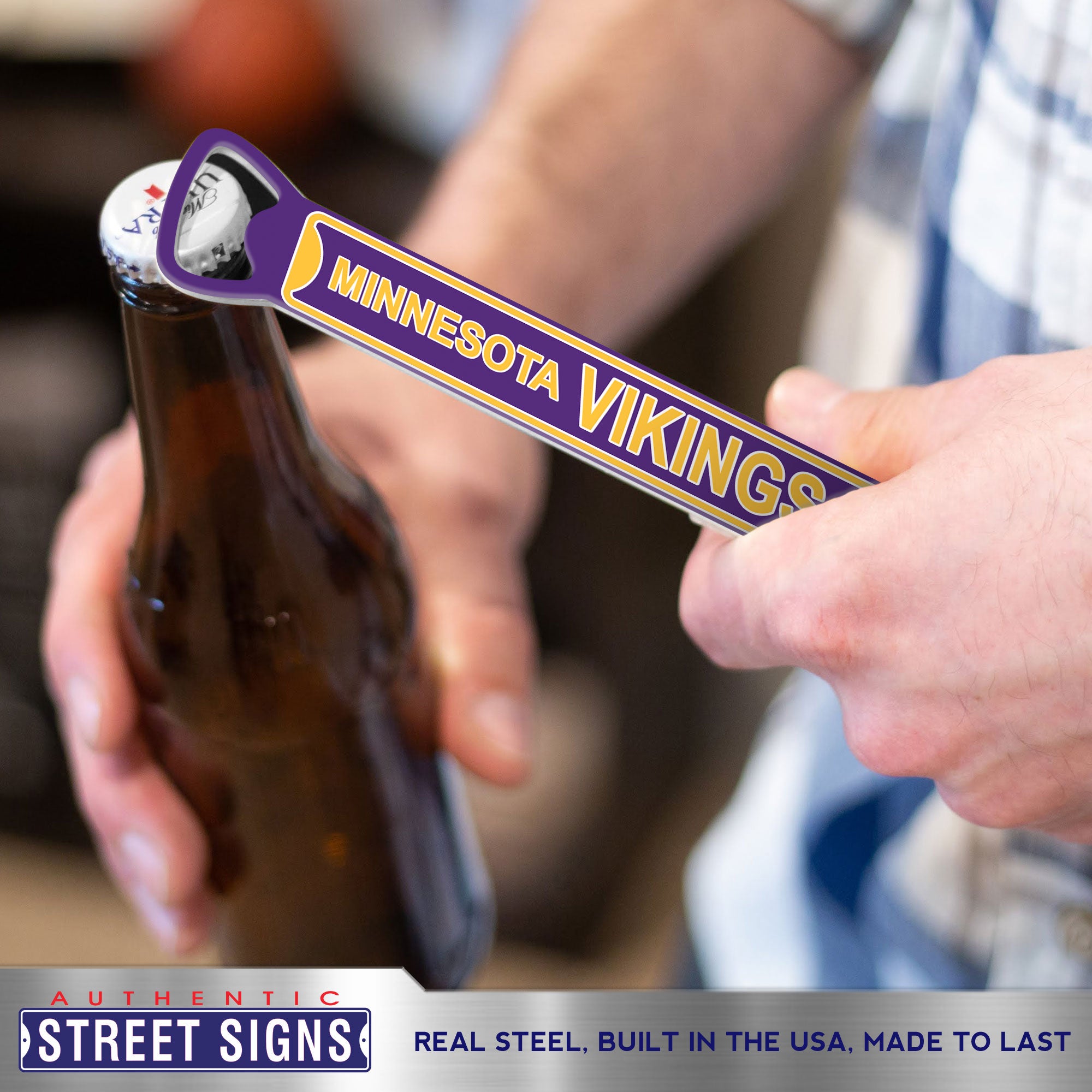 Minnesota Vikings - MINNESOTA VIKINGS AVE - Steel Bottle Opener