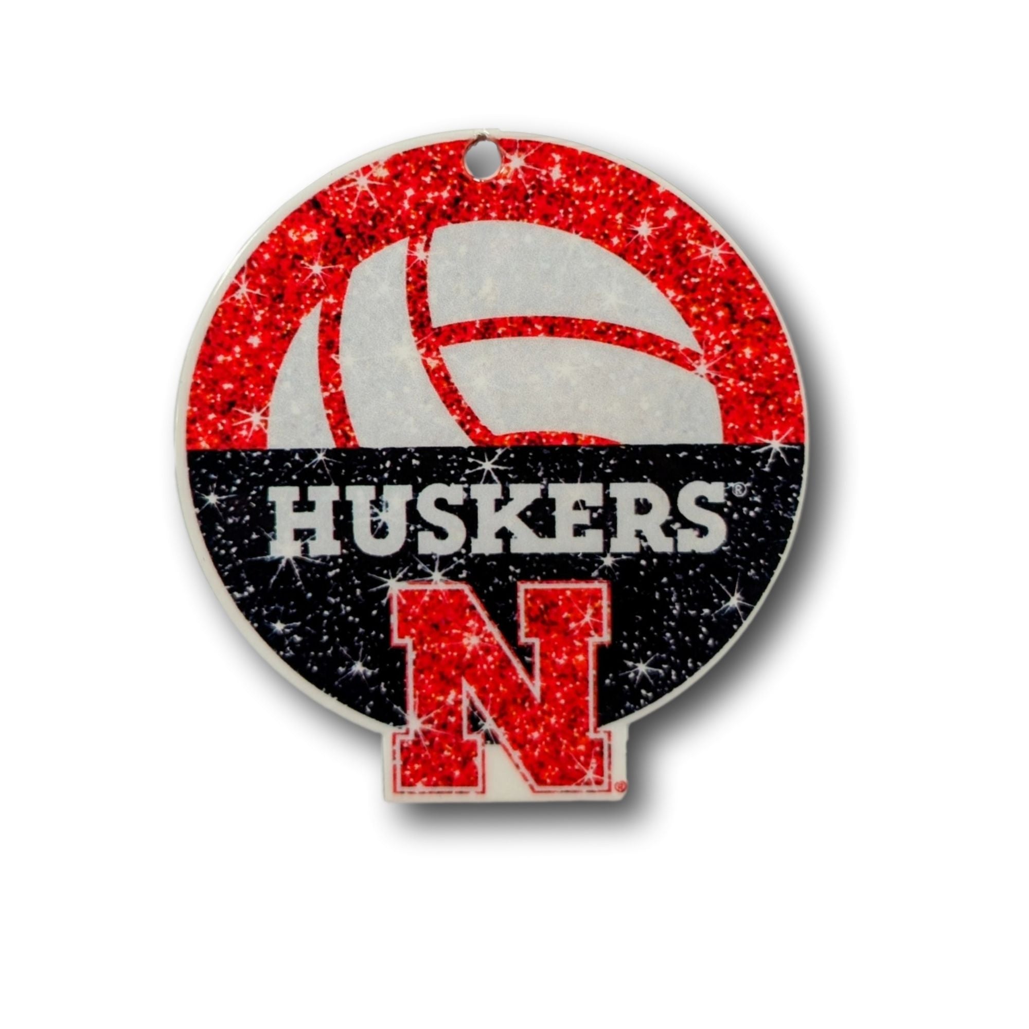 Nebraska Cornhuskers - Glitter Volleyball Steel Super Magnet