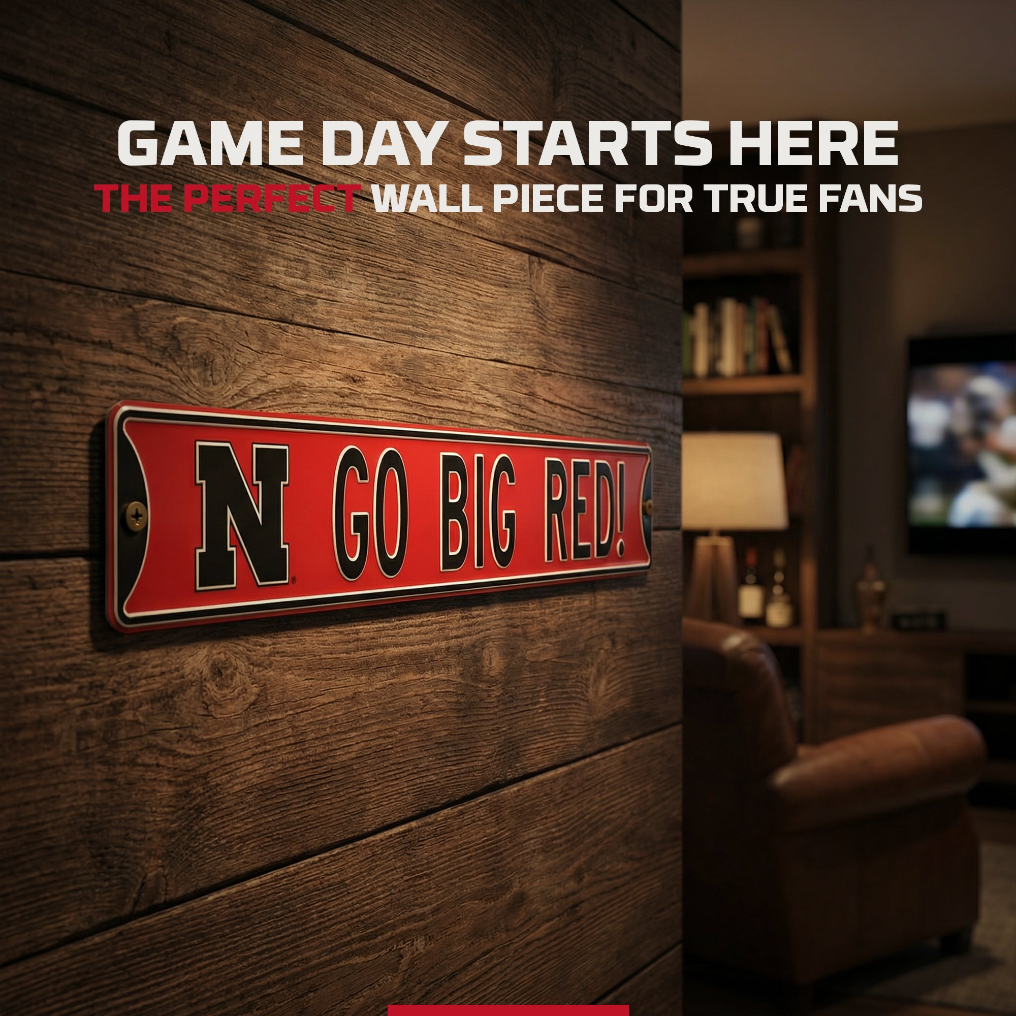 Nebraska Cornhuskers - GO BIG RED! - Embossed Steel Street Sign