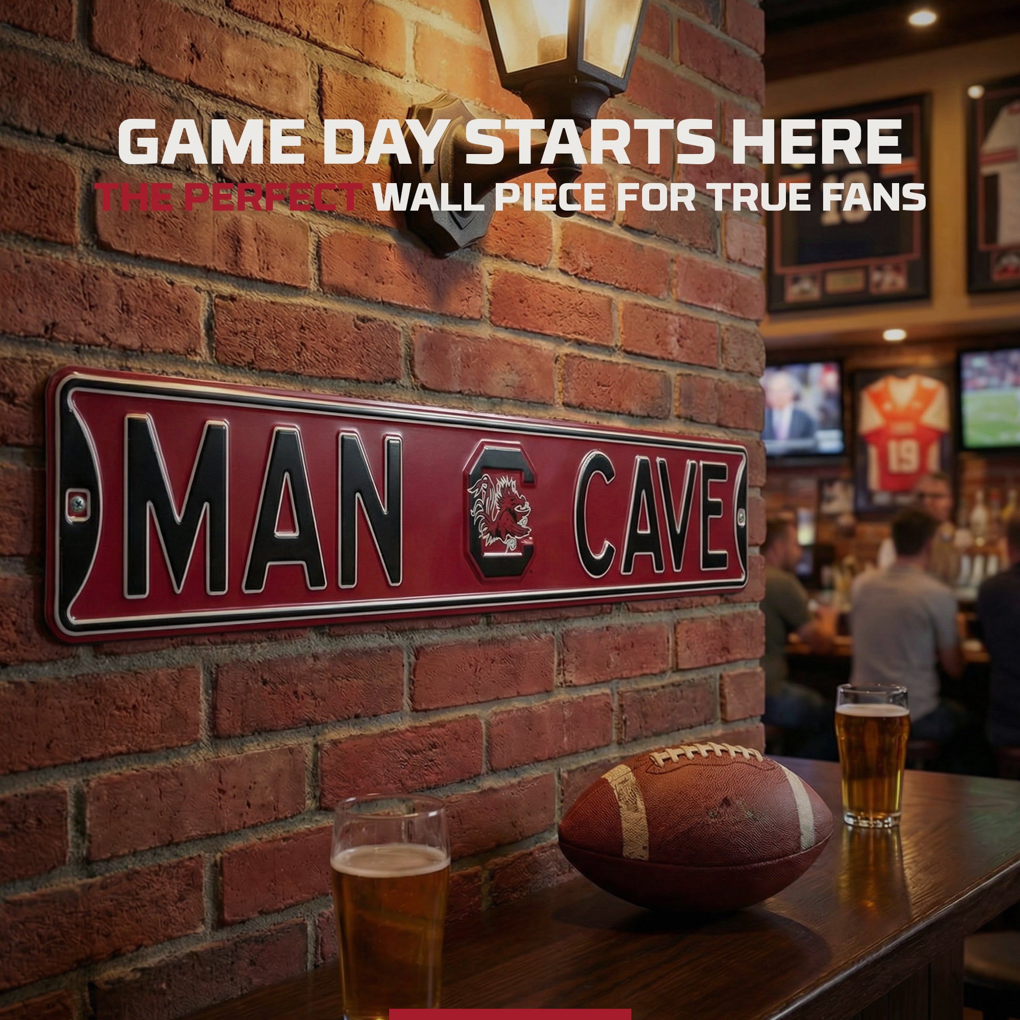 South Carolina Gamecocks - MAN CAVE - Embossed Steel Street Sign