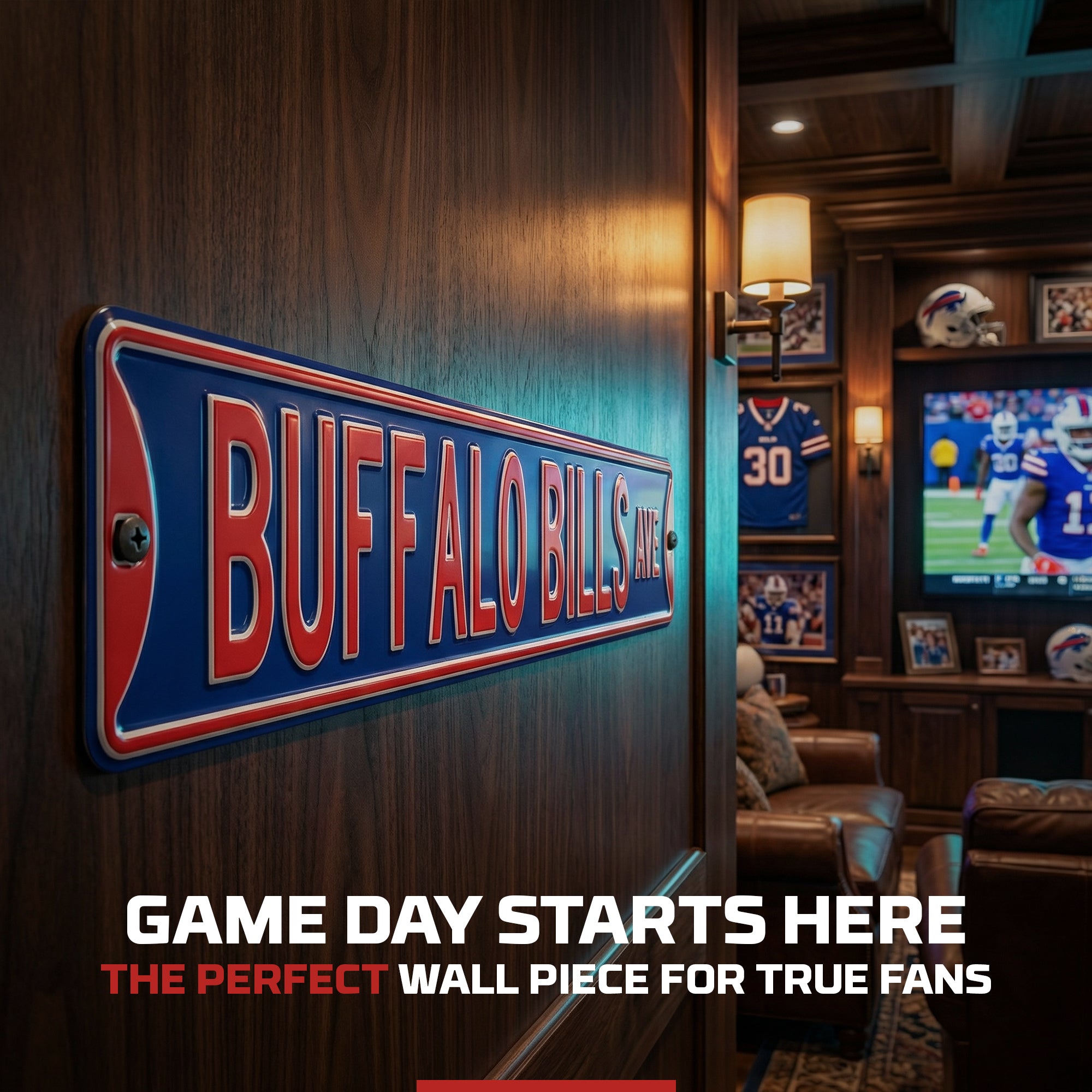 Buffalo Bills - BUFFALO BILLS AVE - Embossed Steel Street Sign