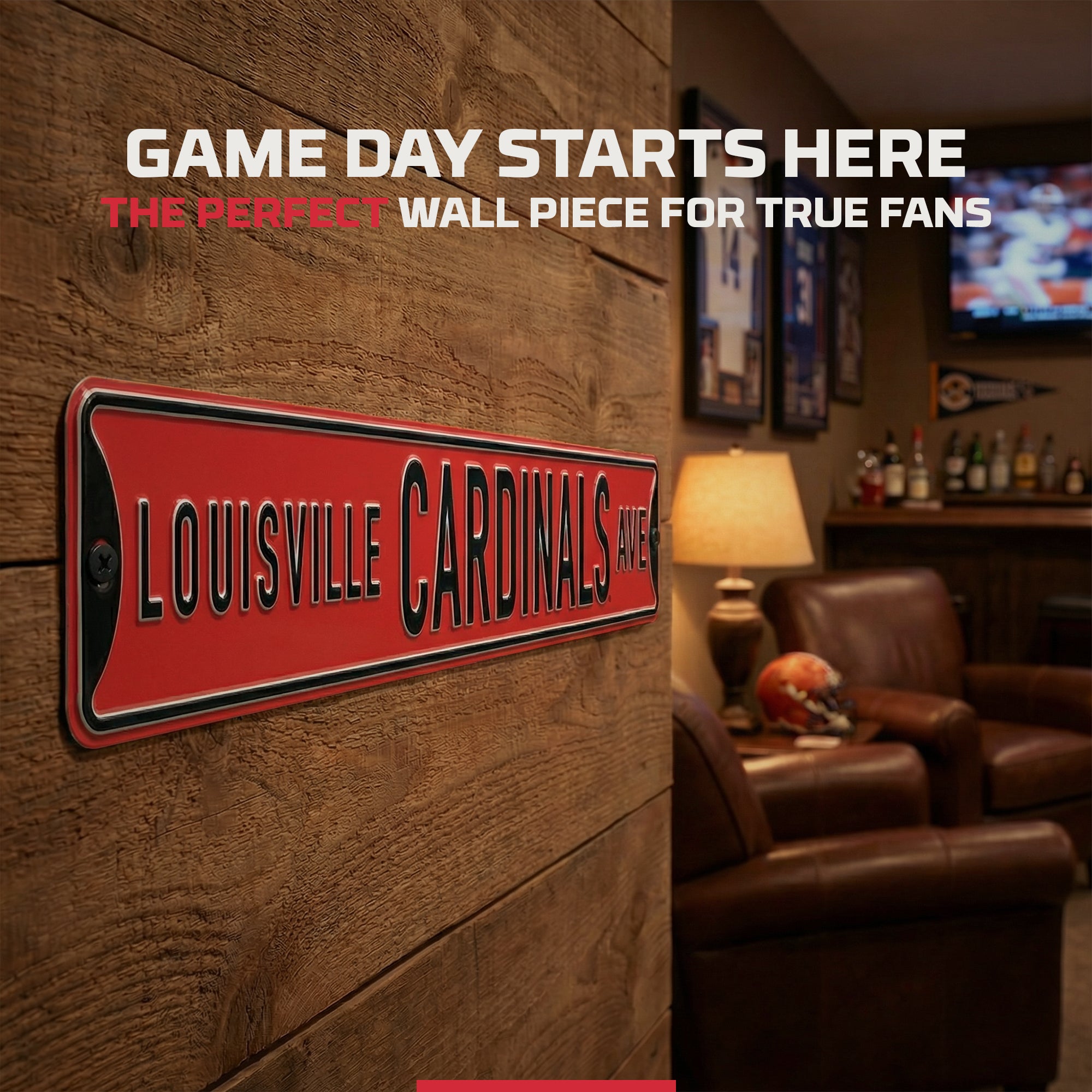 Louisville Cardinals - Embossed Steel Street Sign