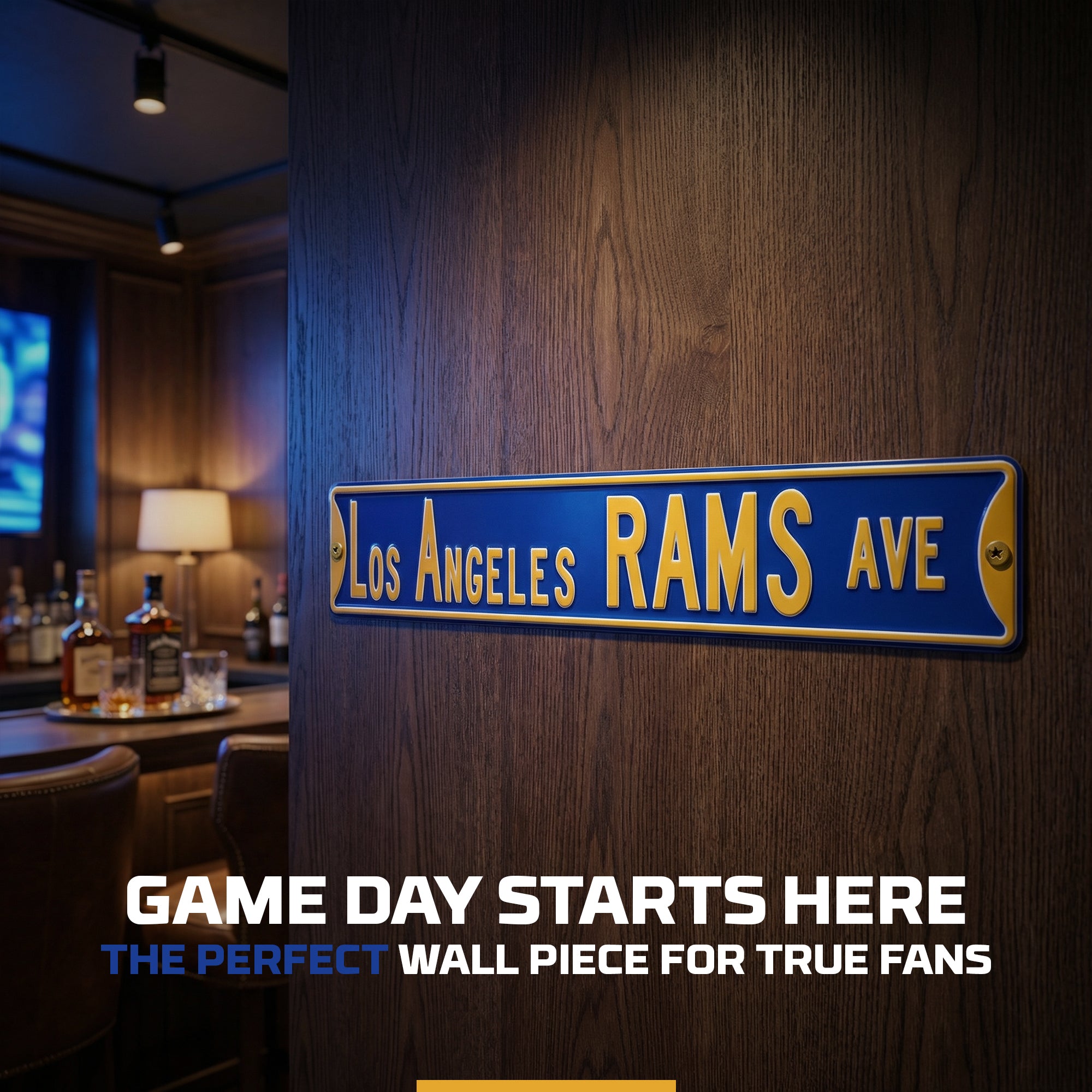 Los Angeles Rams - LOS ANGELES RAMS AVE - Embossed Steel Street Sign
