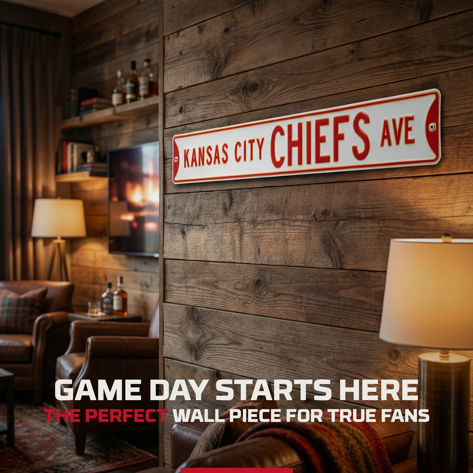 Kansas City Chiefs - CHIEFS AVE - Embossed Steel Street Sign WHITE