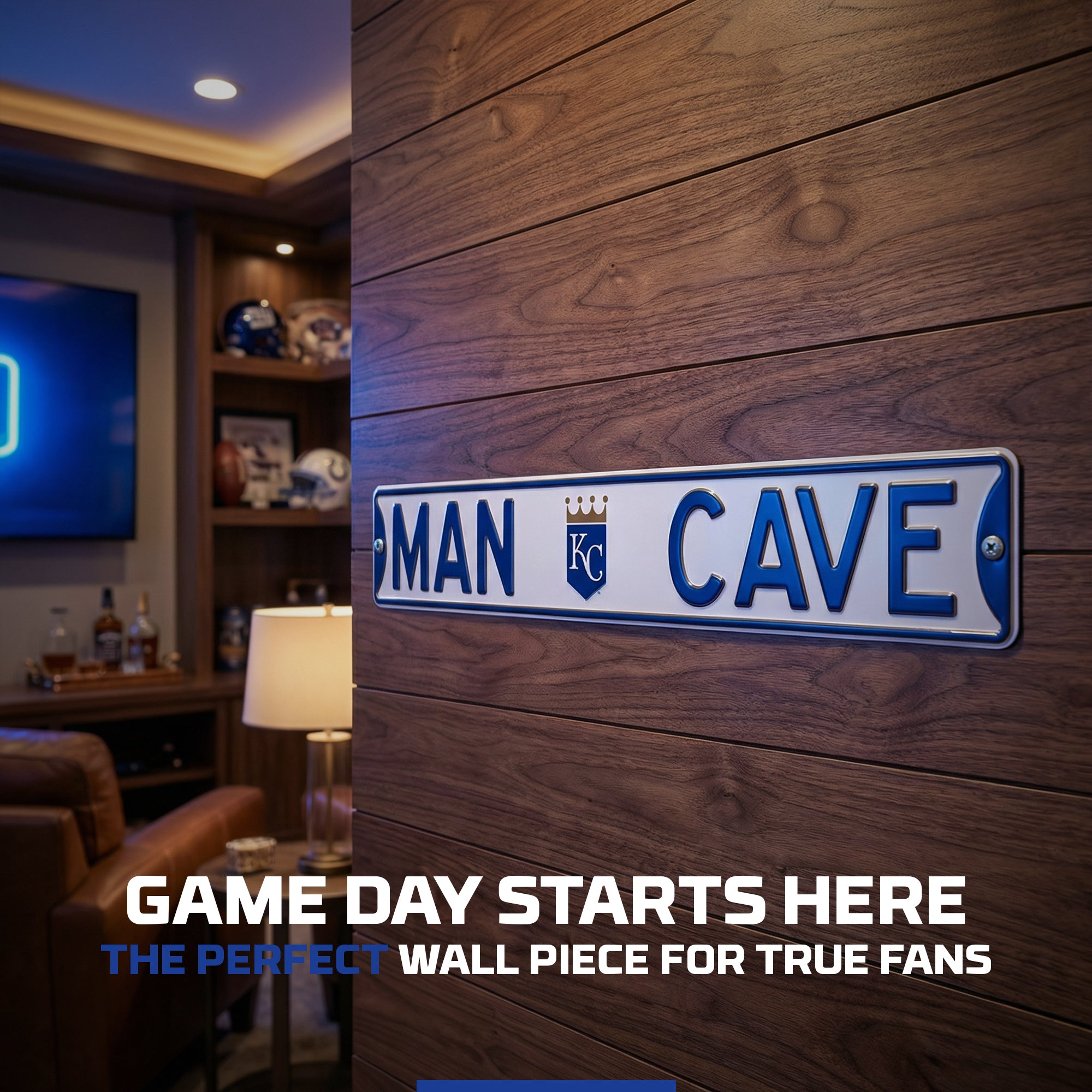 Kansas City Royals- MAN CAVE - Embossed Steel Street Sign