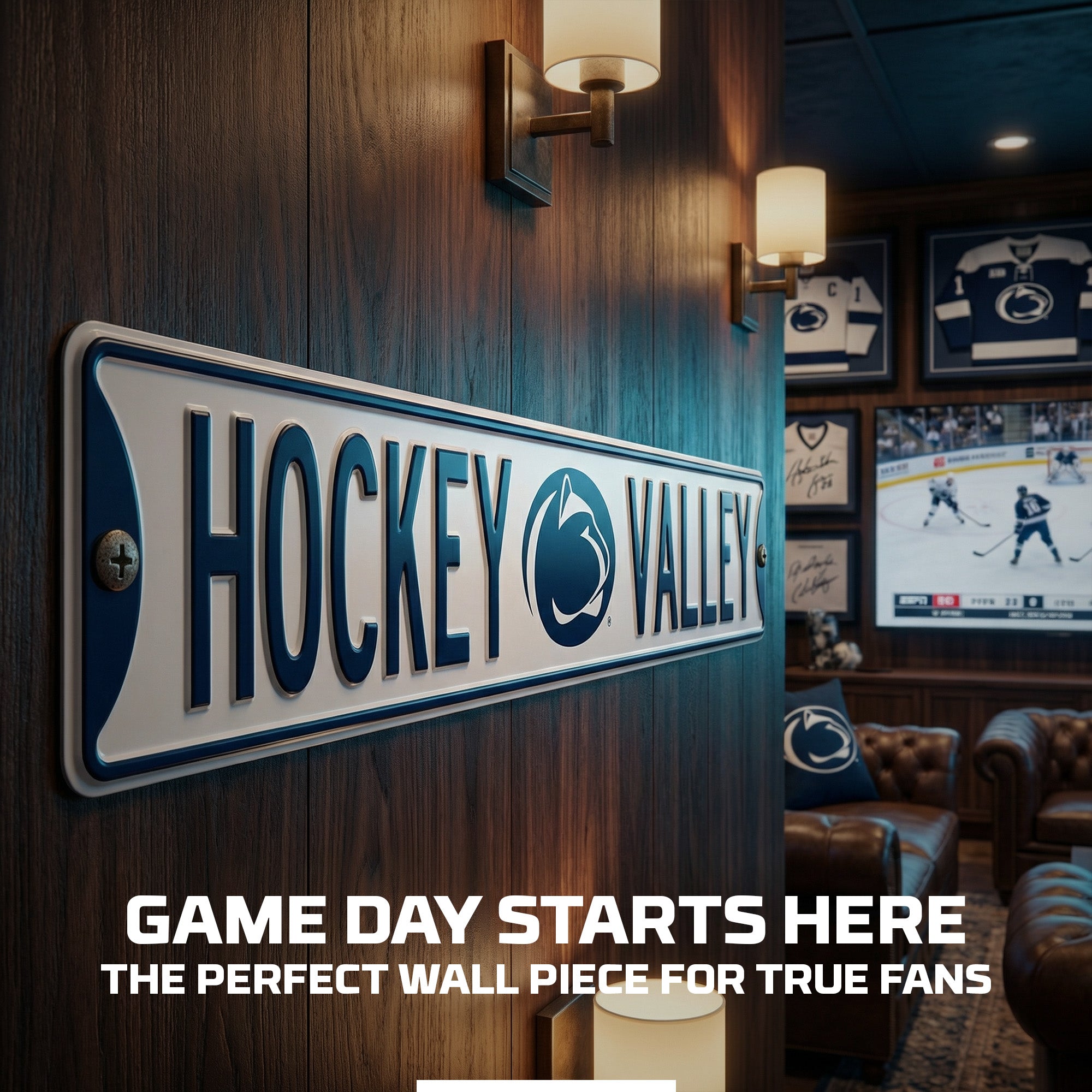 Penn State Nittany Lions - HOCKEY VALLEY - Logo - Embossed Steel Street Sign