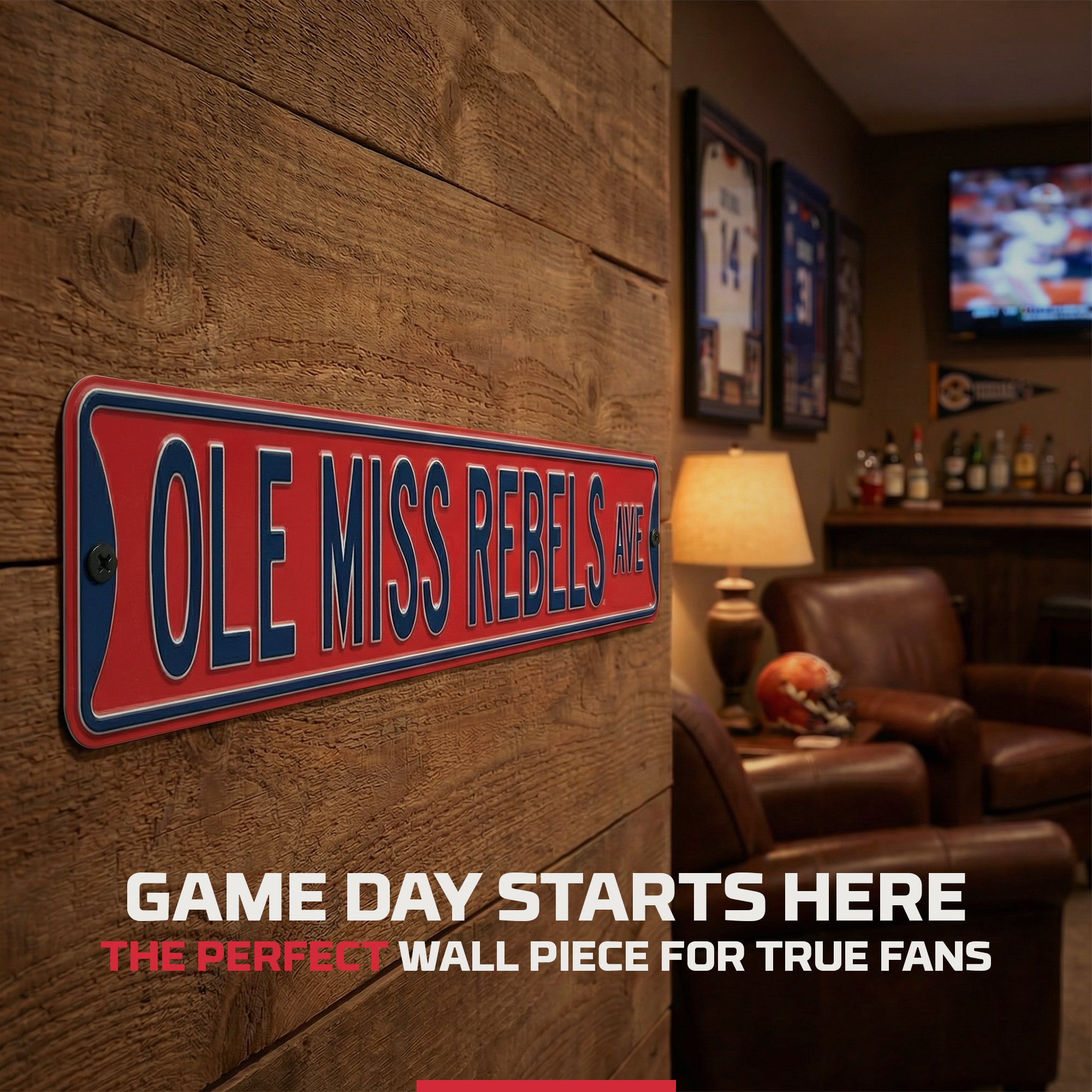Ole Miss Rebels - OLE MISS REBELS AVE - Embossed Steel Street Sign