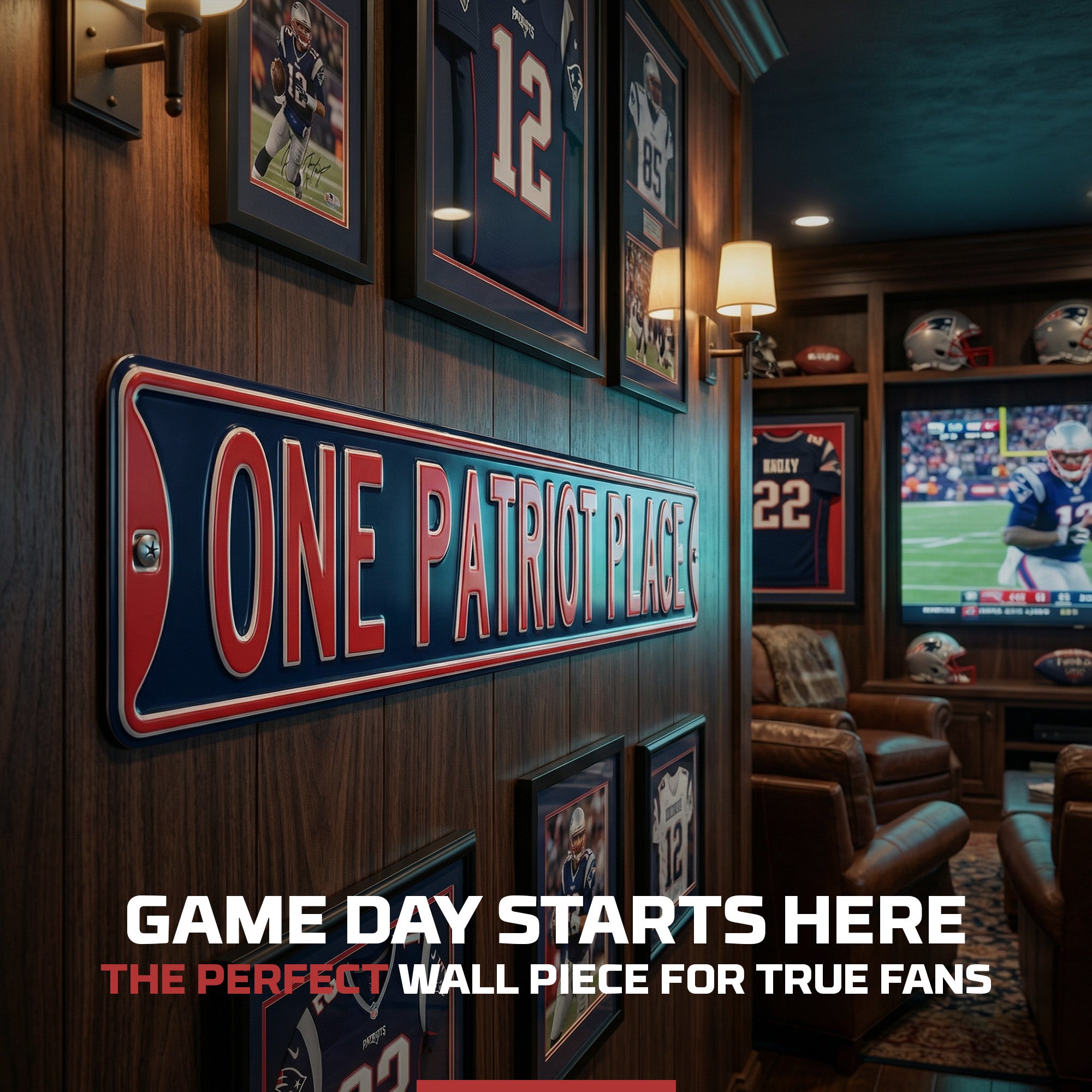 New England Patriots - ONE PATRIOT PLACE - Embossed Steel Street Sign