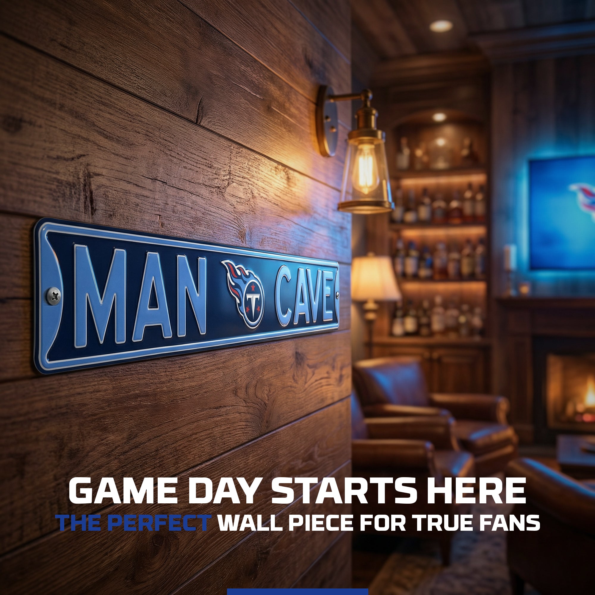 Tennessee Titans - MAN CAVE - Embossed Steel Street Sign