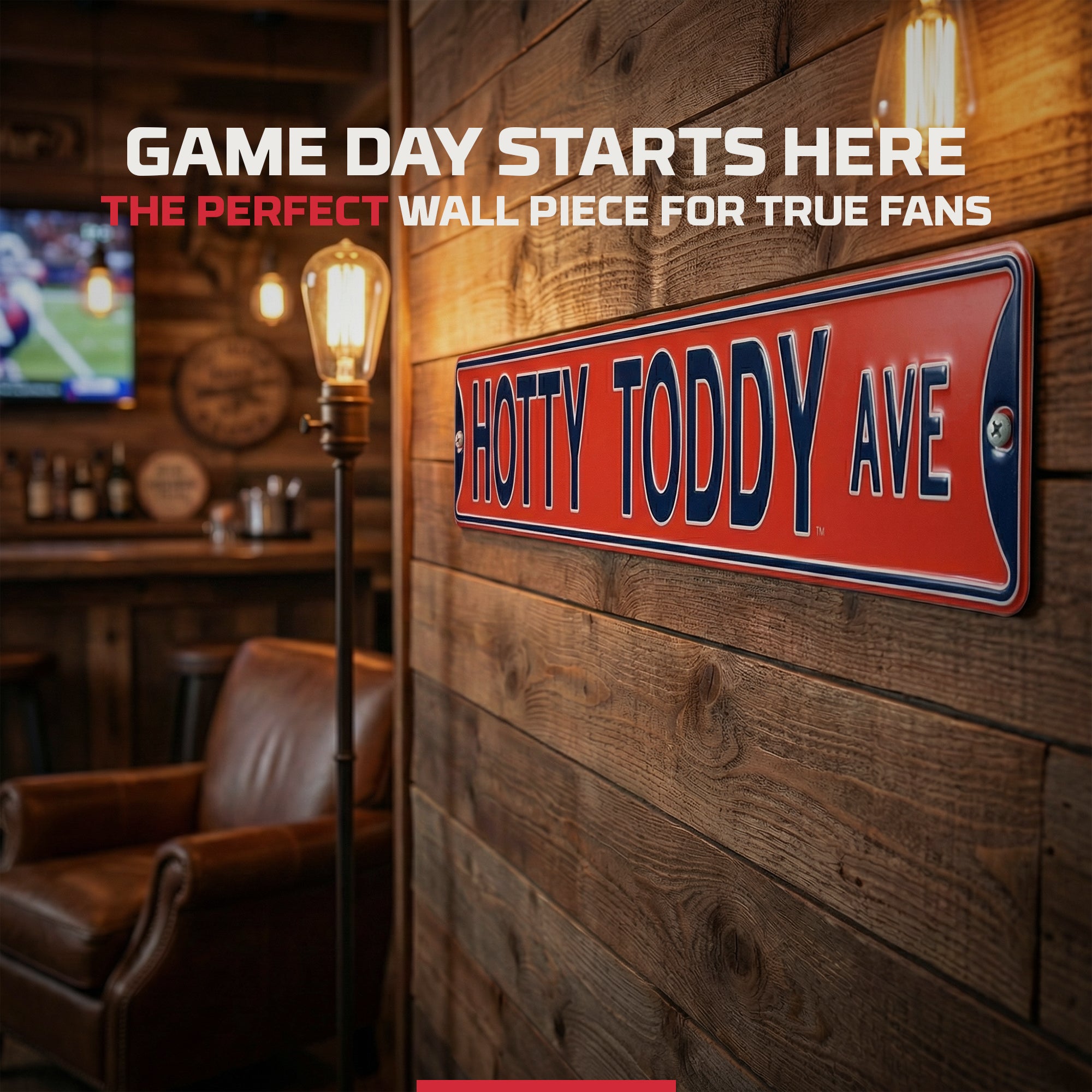 Ole Miss Rebels - HOTTY TODDY AVE - Embossed Steel Street Sign