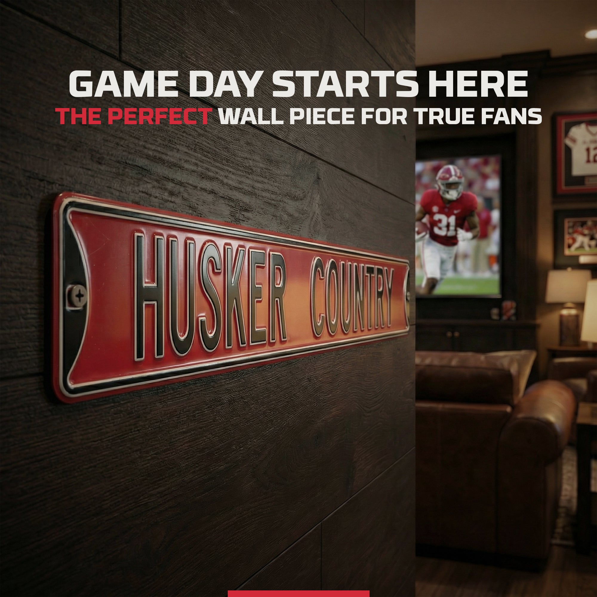 Nebraska Cornhuskers - HUSKER COUNTRY - Embossed Steel Street Sign