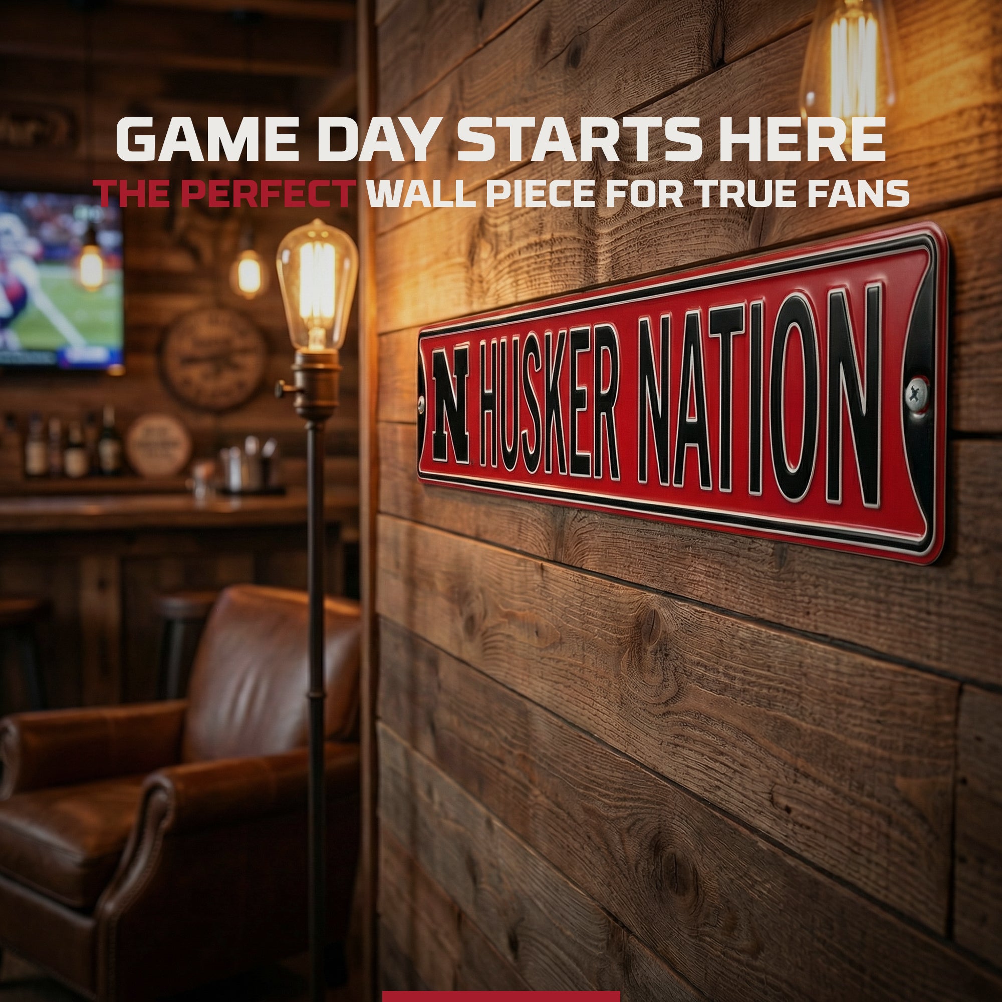 Nebraska Cornhuskers - HUSKER NATION - Embossed Steel Street Sign
