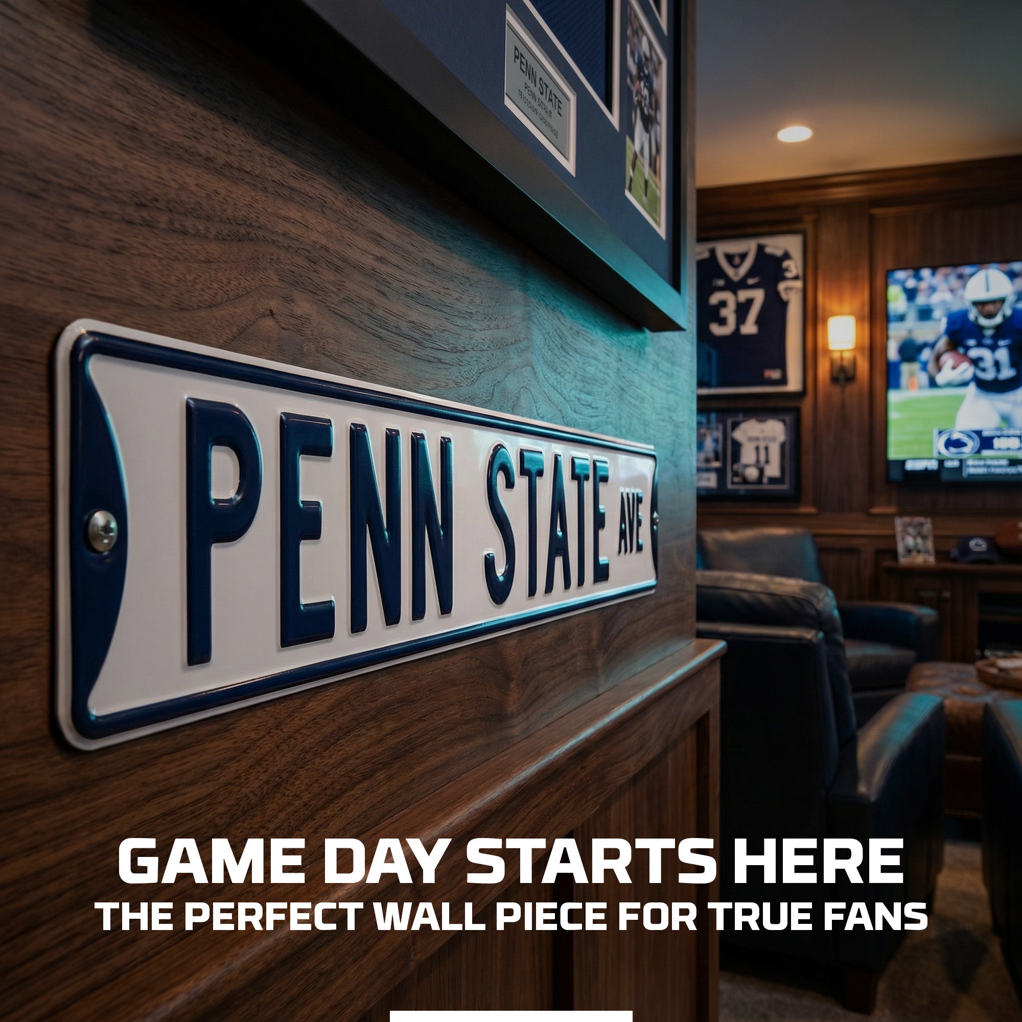 Penn State Nittany Lions - PENN STATE AVE - Embossed Steel Street Sign