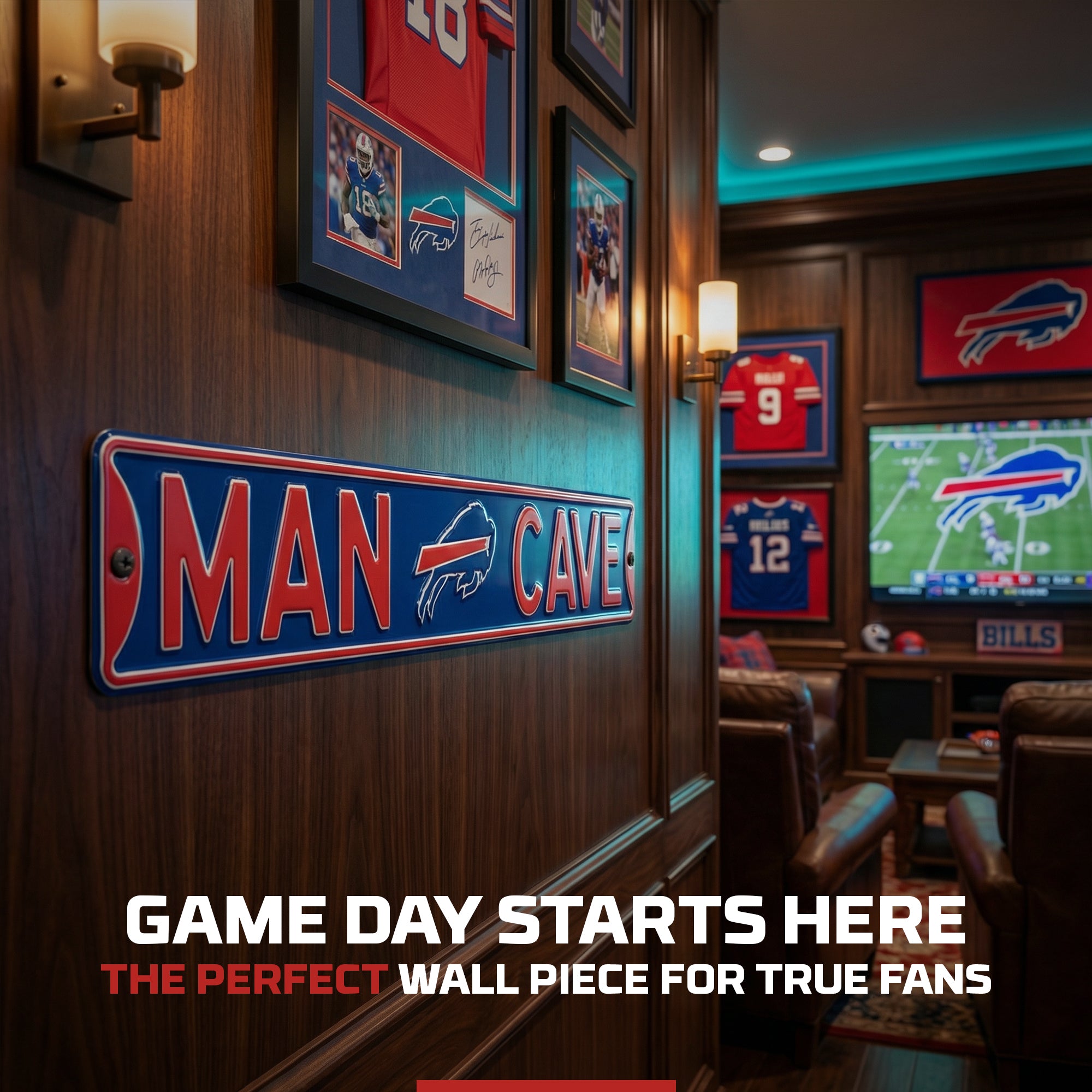 Buffalo Bills - MAN CAVE - Embossed Steel Street Sign