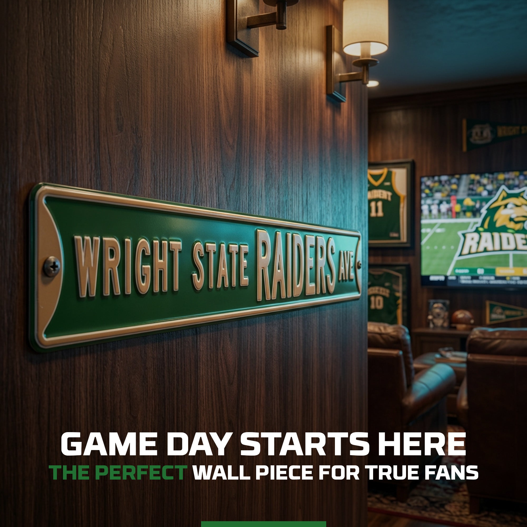 Wright State Raiders - RAIDERS AVE - Embossed Steel Street Sign