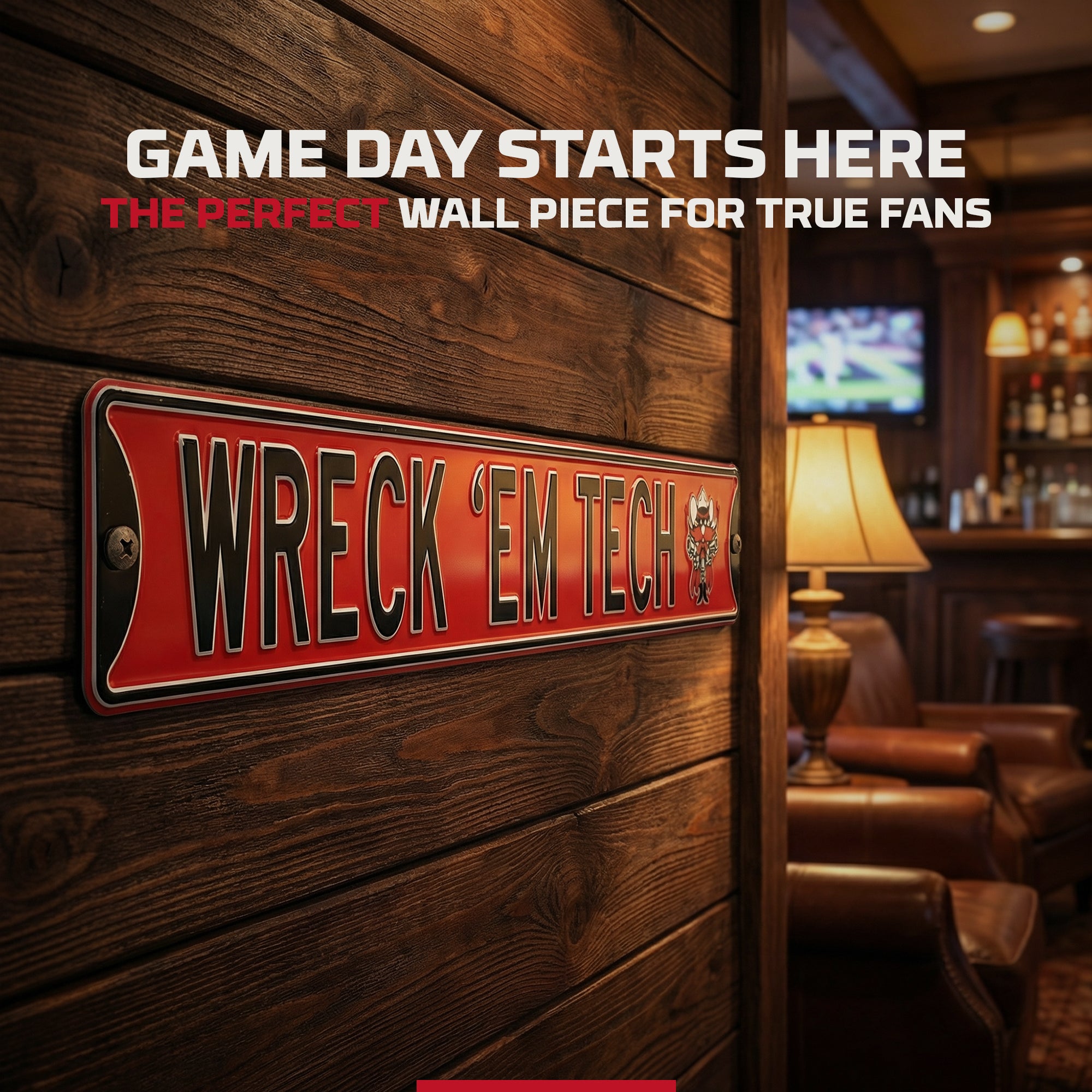 Texas Tech Red Raiders - WRECK 'EM TECH - Embossed Steel Street Sign