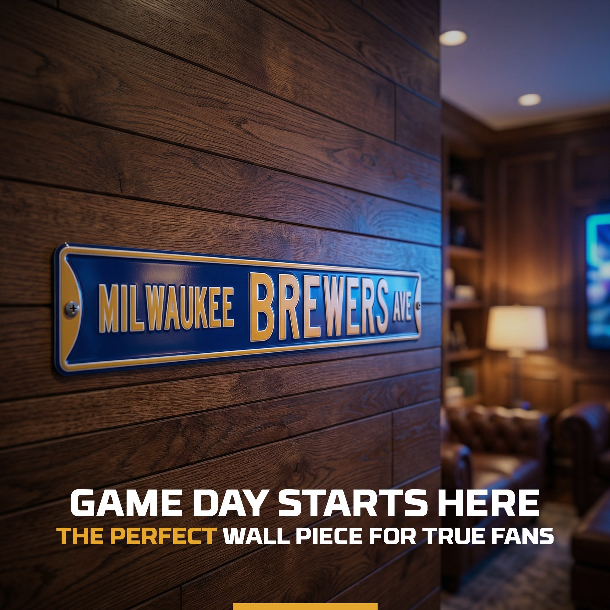Milwaukee Brewers - MILWAUKEE BREWERS AVE - Embossed Steel Street Sign