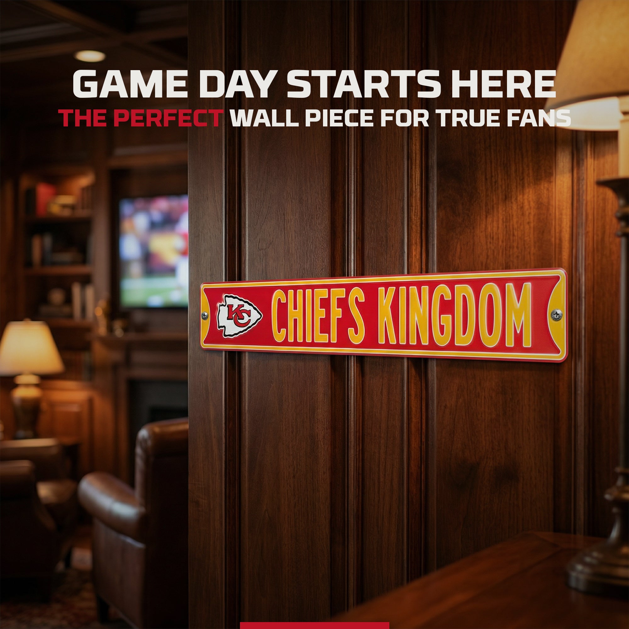 Kansas City Chiefs - CHIEFS KINGDOM - Embossed Steel Street Sign