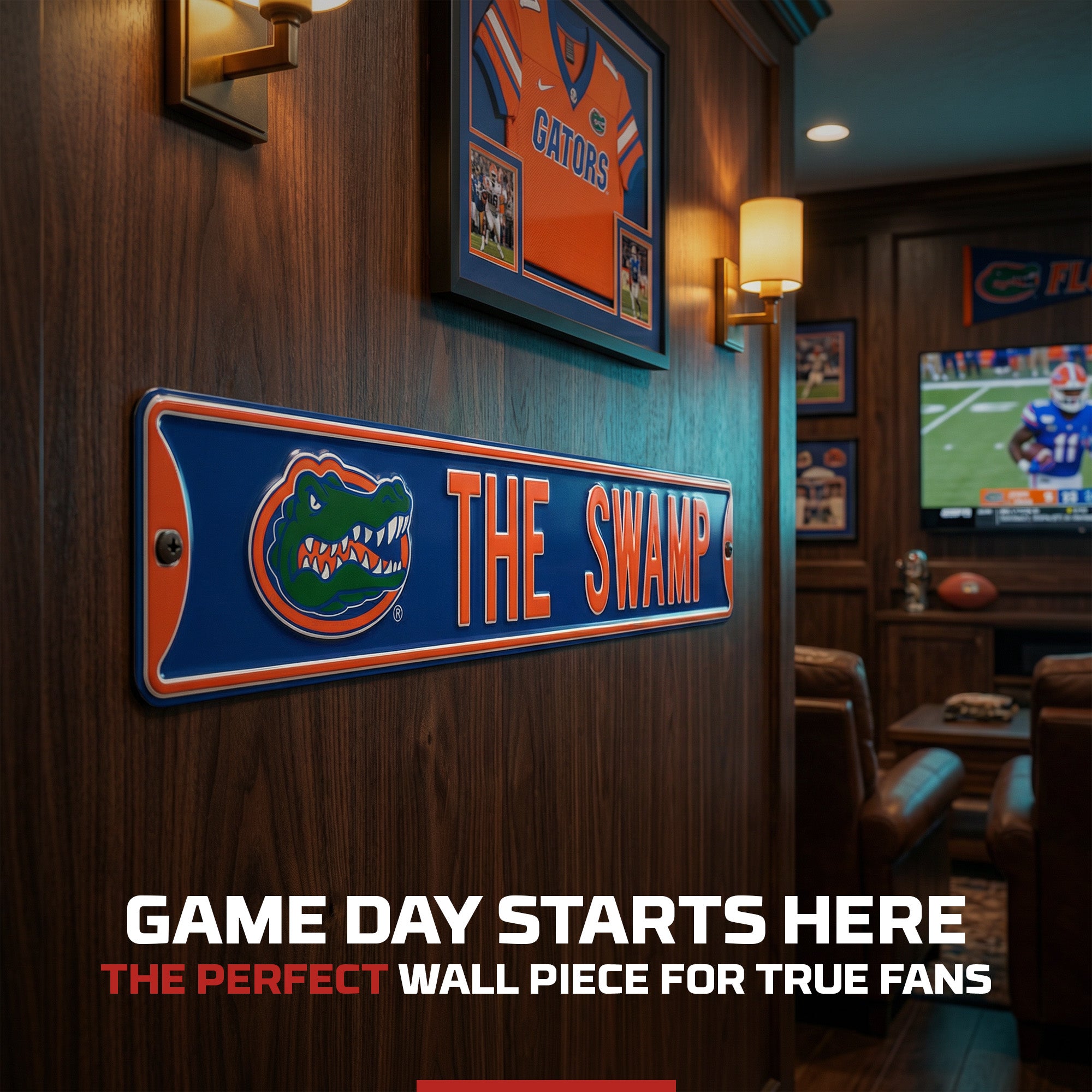Florida Gators - THE SWAMP Gatorhead - Embossed Steel Street Sign