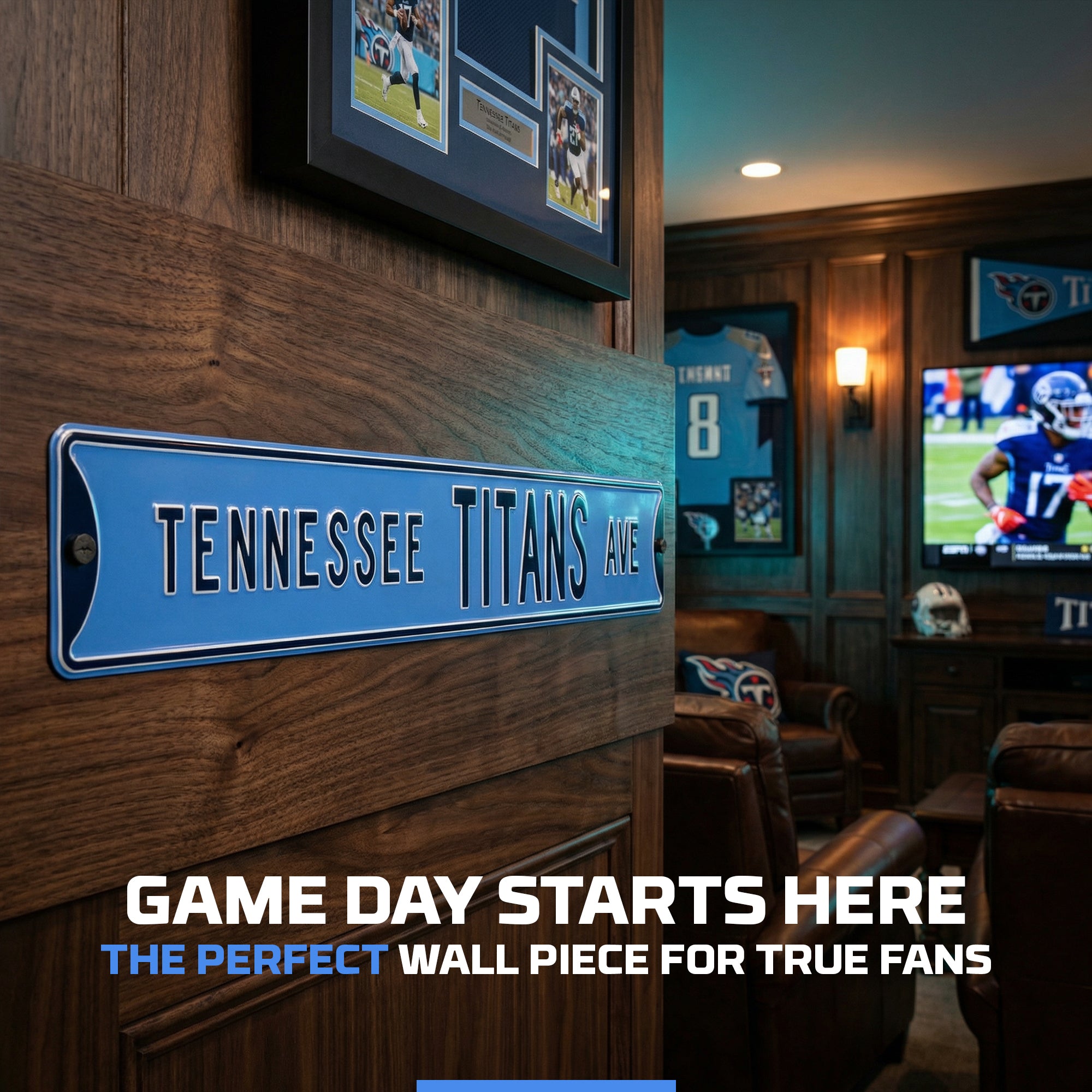 Tennessee Titans - TENNESSEE TITANS AVE - Embossed Steel Street Sign