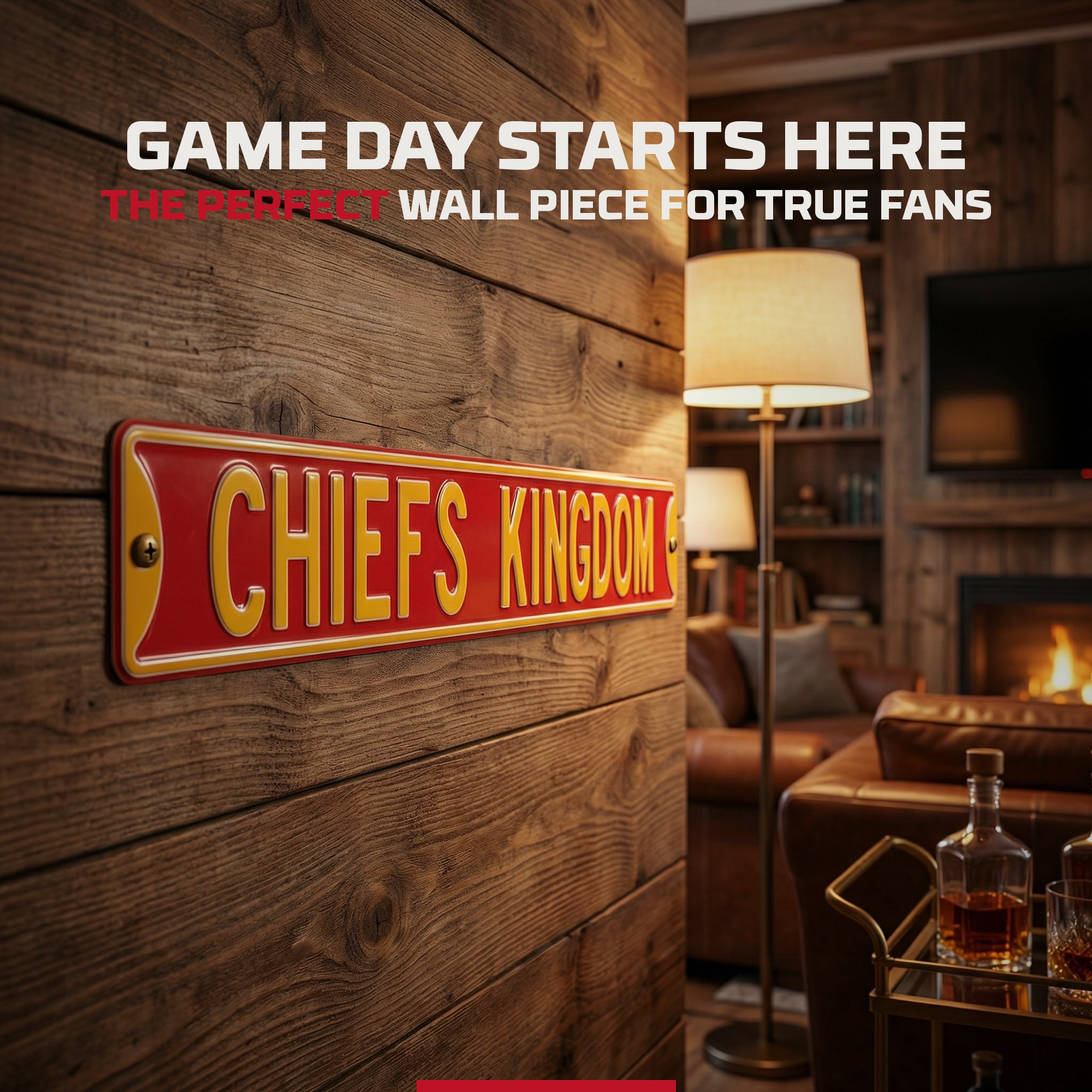 Kansas City Chiefs - CHIEFS KINGDOM (NO LOGO) - Embossed Steel Street Sign