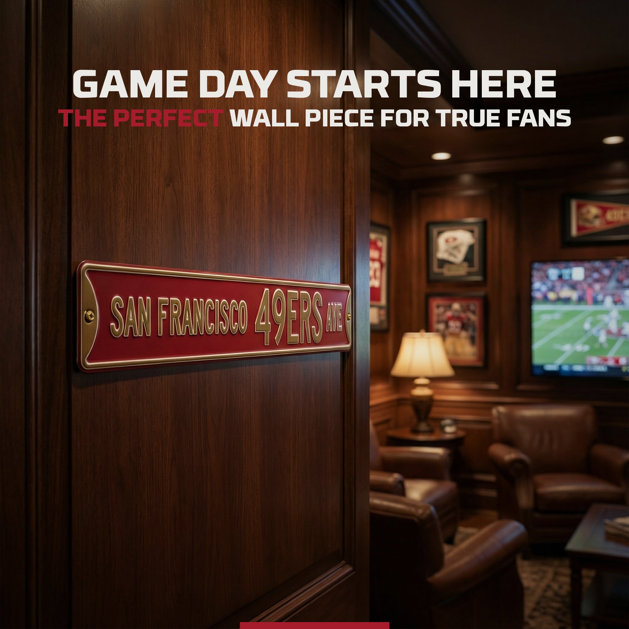 San Francisco 49ers - SAN FRANCISCO 49ERS AVE - Embossed Steel Street Sign