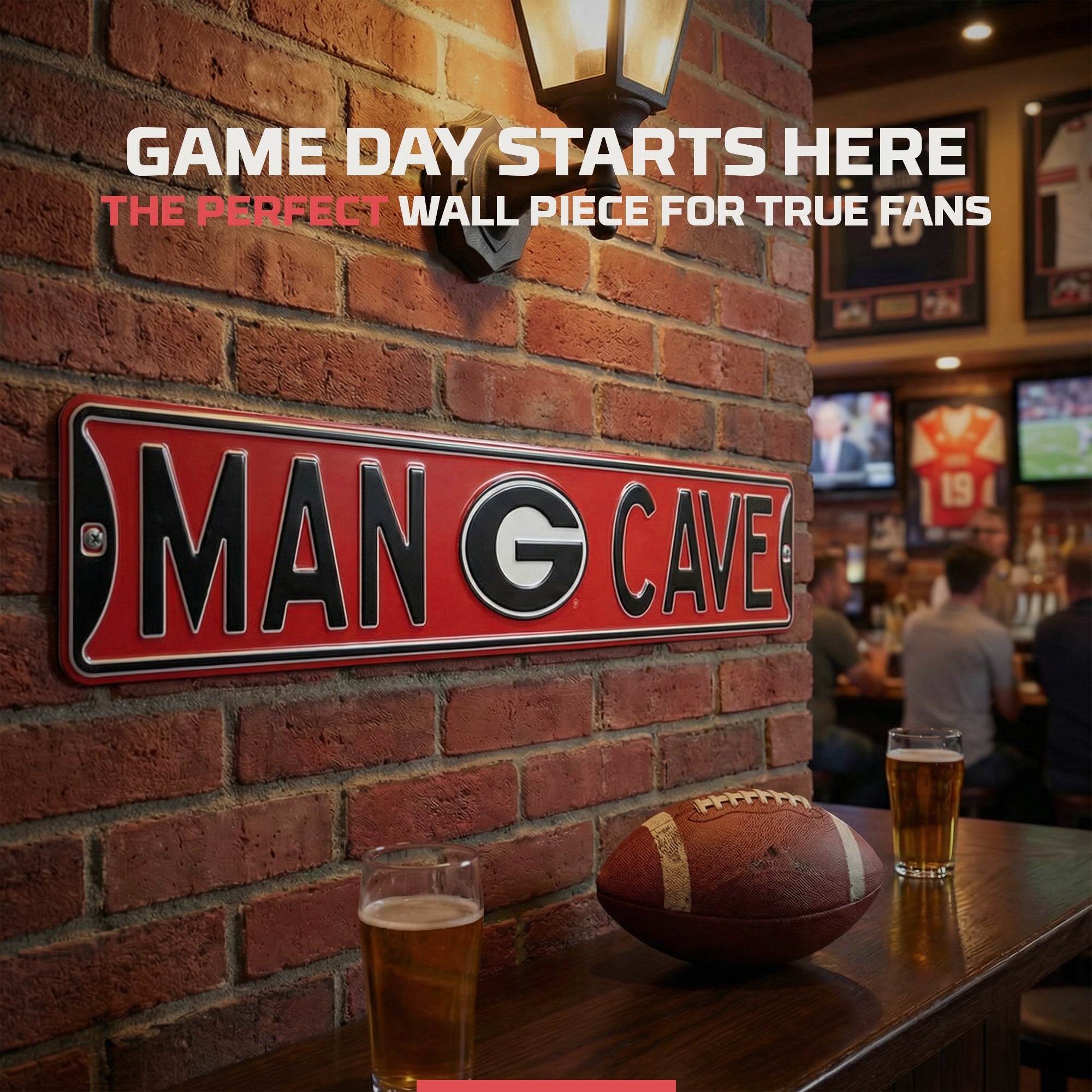 Georgia Bulldogs - MAN CAVE - Embossed Steel Street Sign