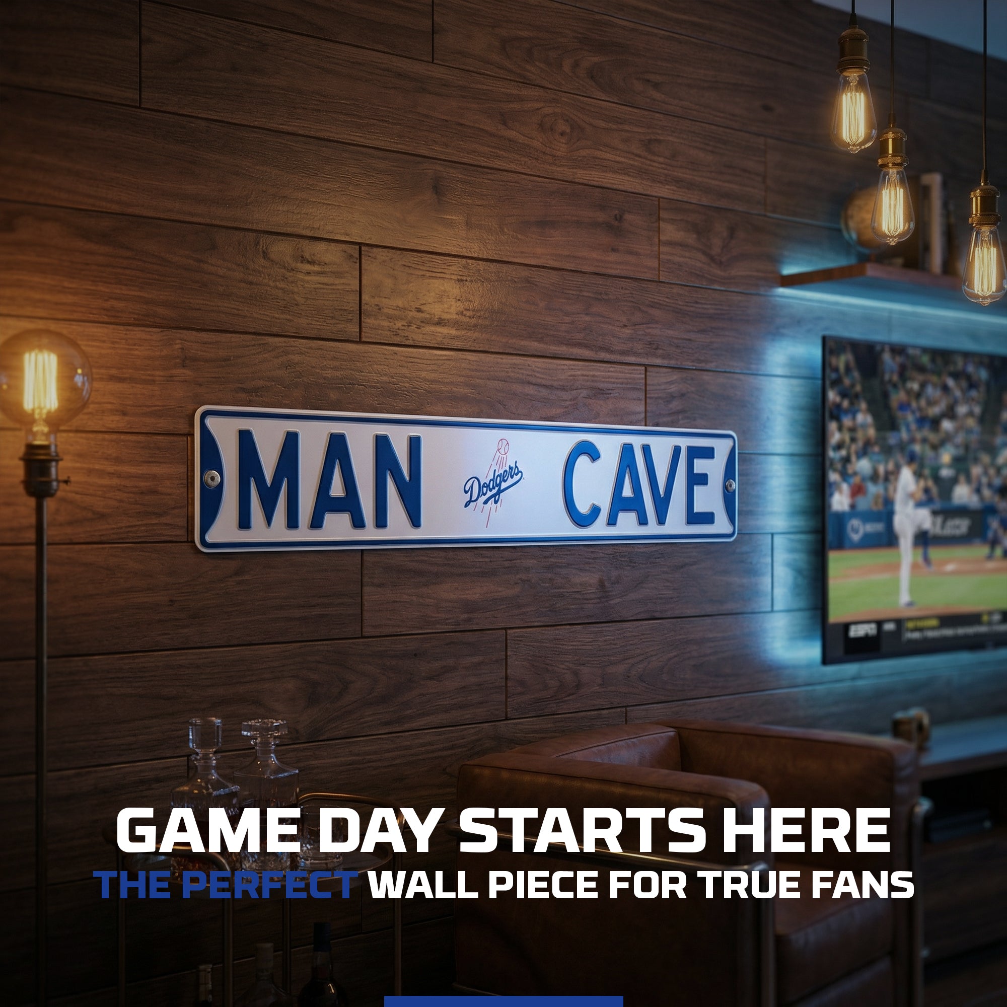 Los Angeles Dodgers- MAN CAVE - Embossed Steel Street Sign