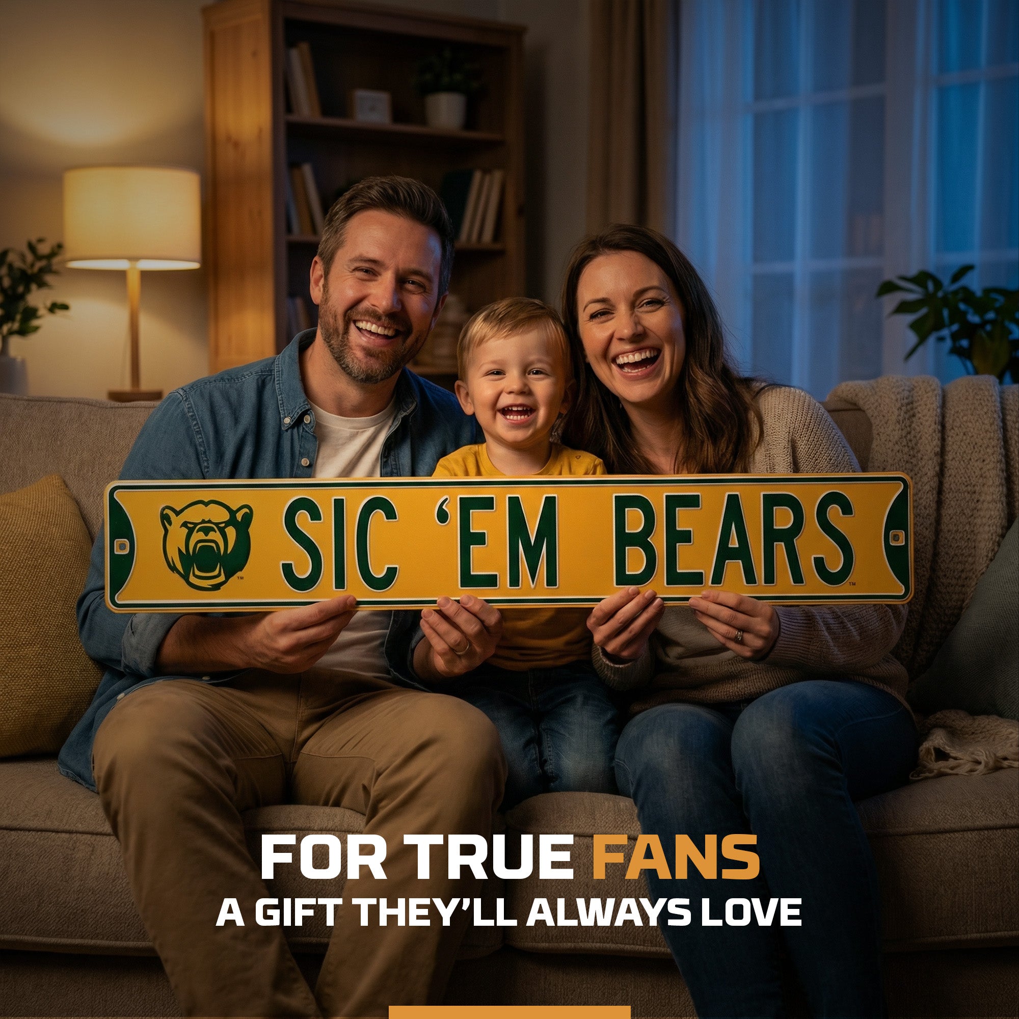 Baylor Bears - SIC 'EM BEARS Bearhead - Embossed Steel Street Sign