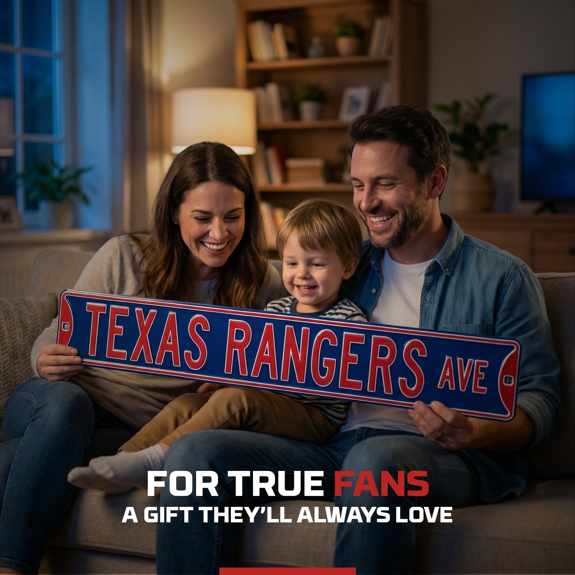 Texas Rangers - TEXAS RANGERS AVE - Embossed Steel Street Sign