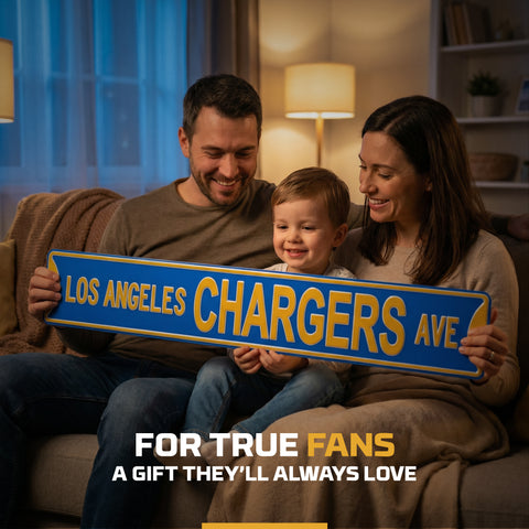 Los Angeles Chargers Ave - Embossed Steel Street Sign