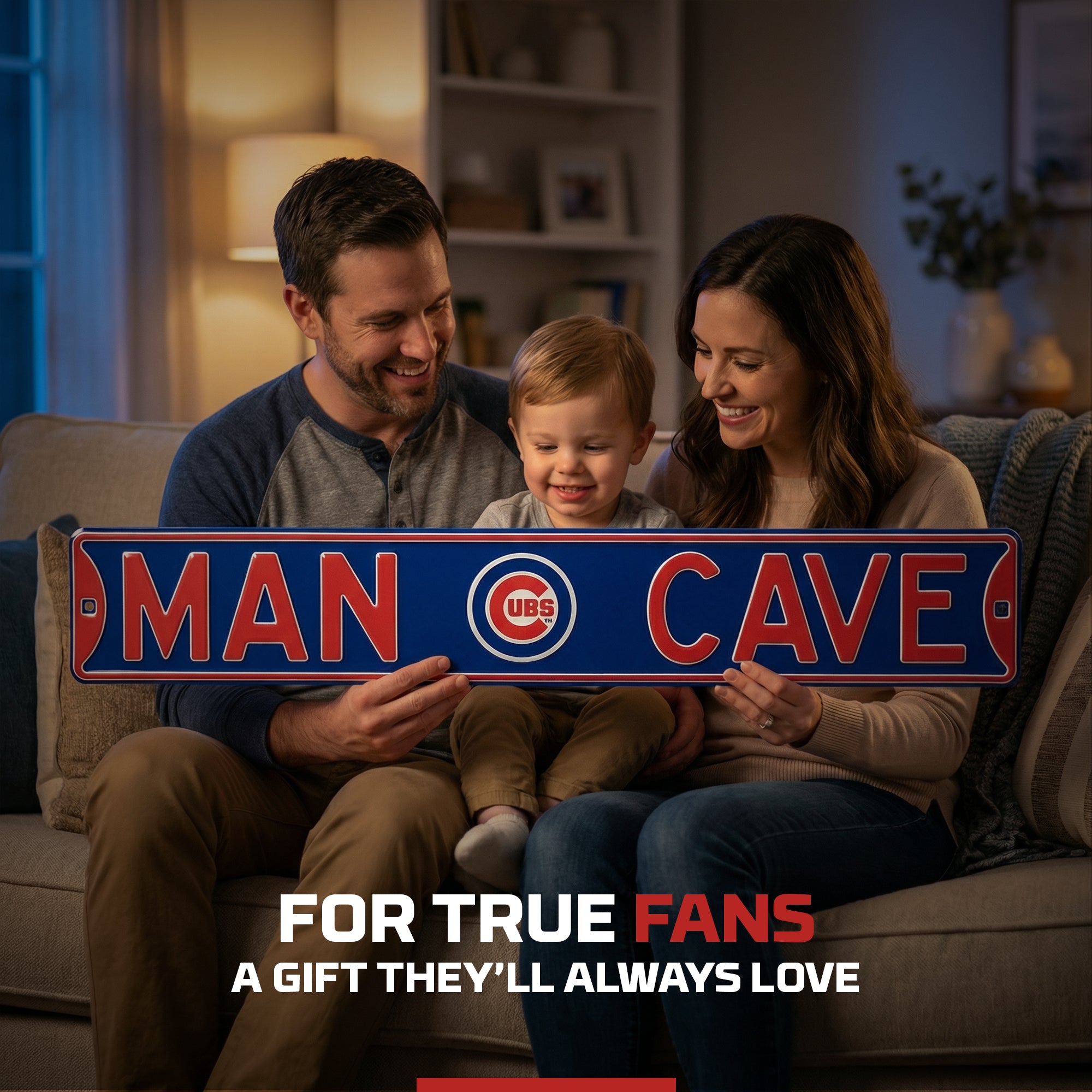 Chicago Cubs - MAN CAVE - Embossed Steel Street Sign