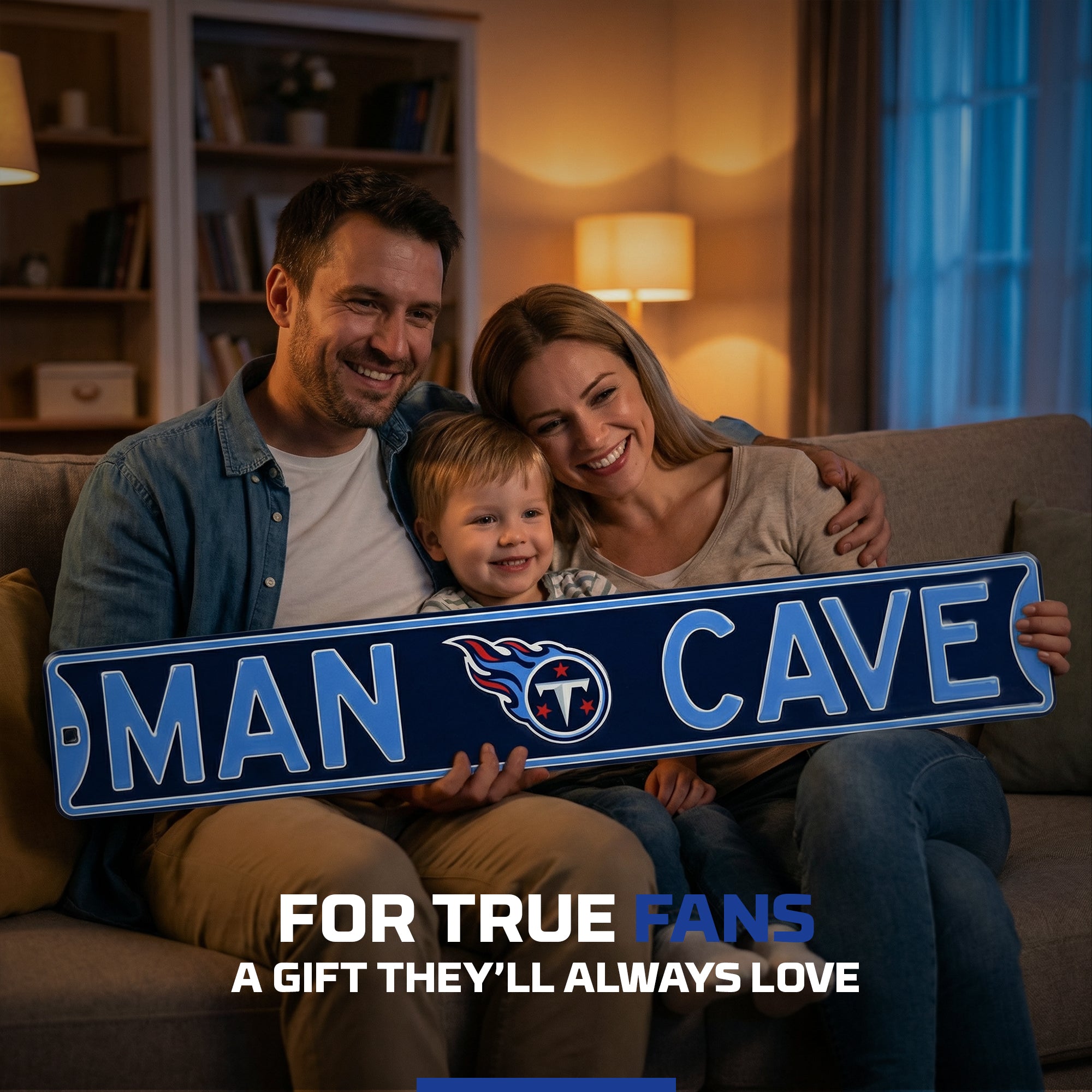 Tennessee Titans - MAN CAVE - Embossed Steel Street Sign