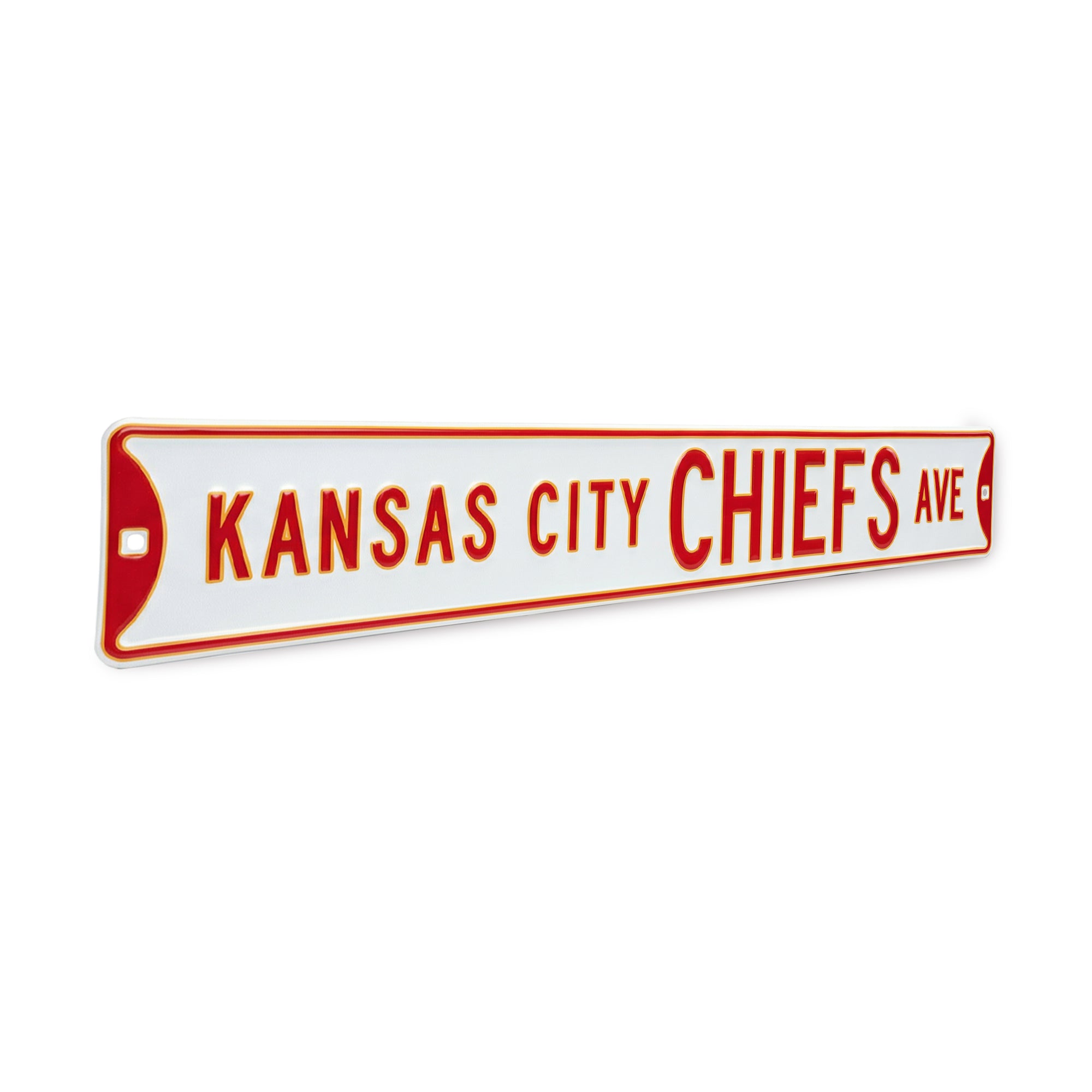 Kansas City Chiefs - CHIEFS AVE - Embossed Steel Street Sign WHITE