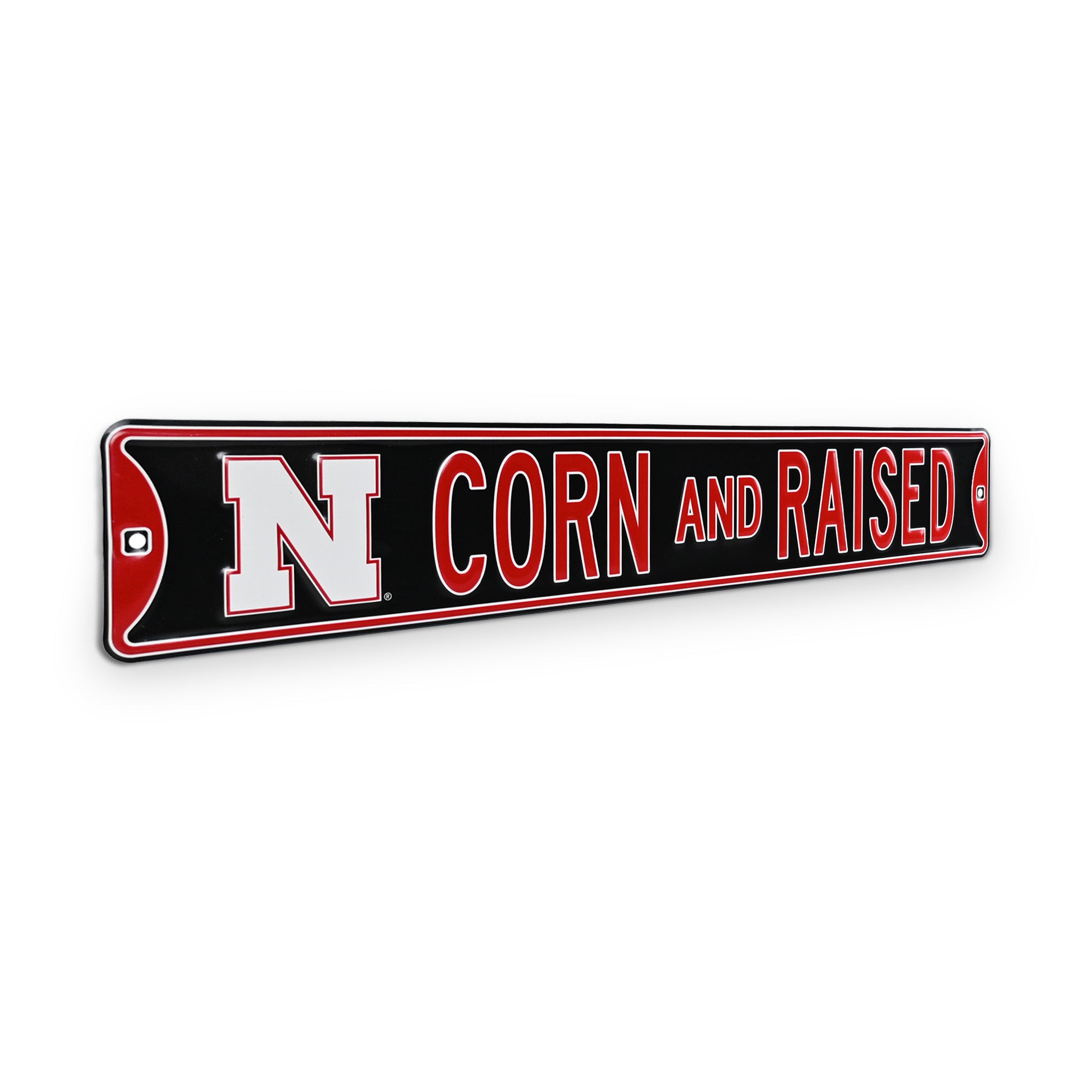 Nebraska Cornhuskers - CORN AND RAISED - Logo - Embossed Steel Street Sign