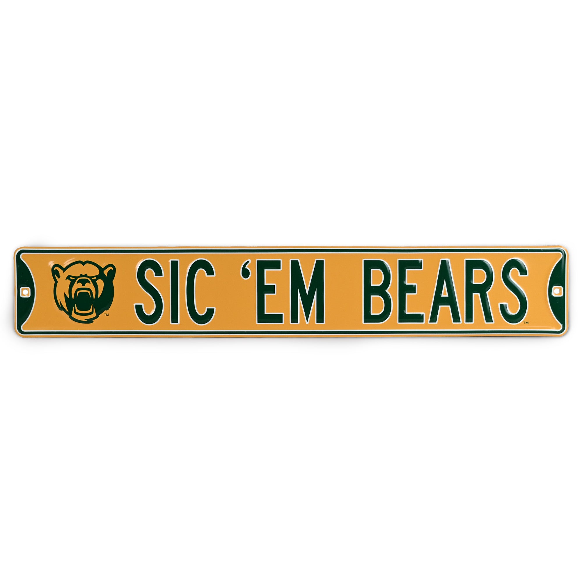 Baylor Bears - SIC 'EM BEARS Bearhead - Embossed Steel Street Sign